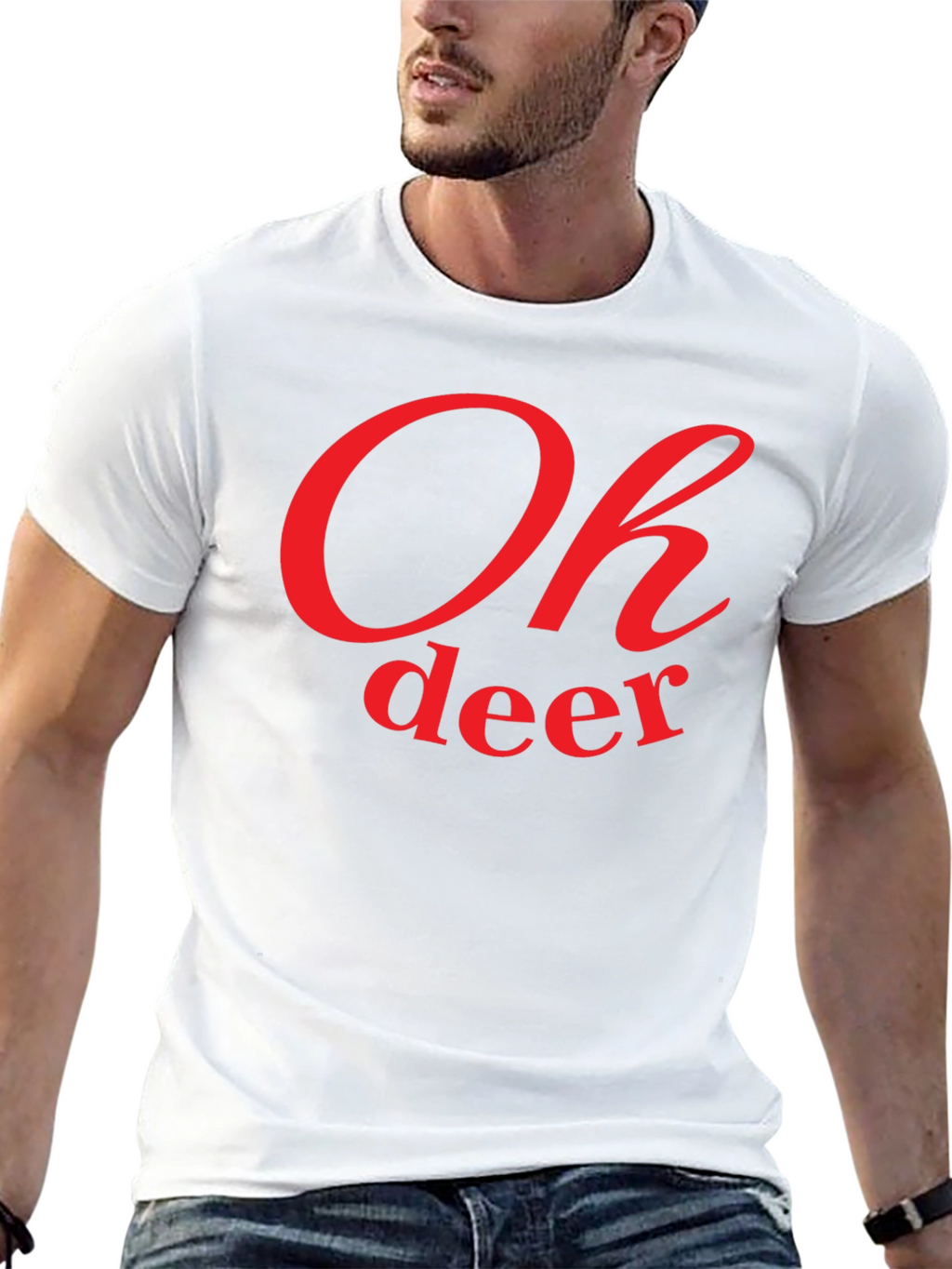 Oh Deer Graphic Tee - Black Cotton Casual T-Shirt