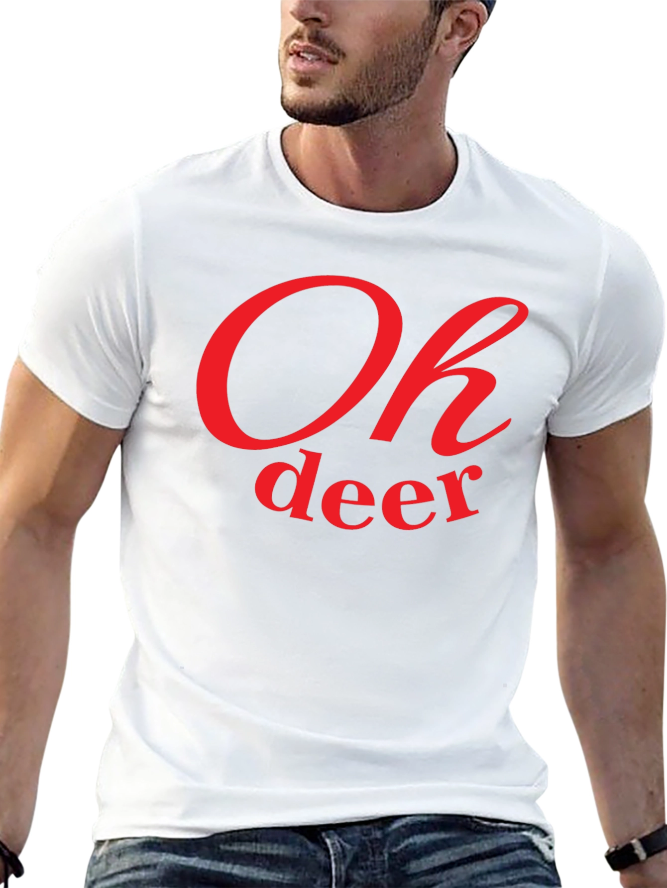 Oh Deer Graphic Tee - Black Cotton Casual T-Shirt