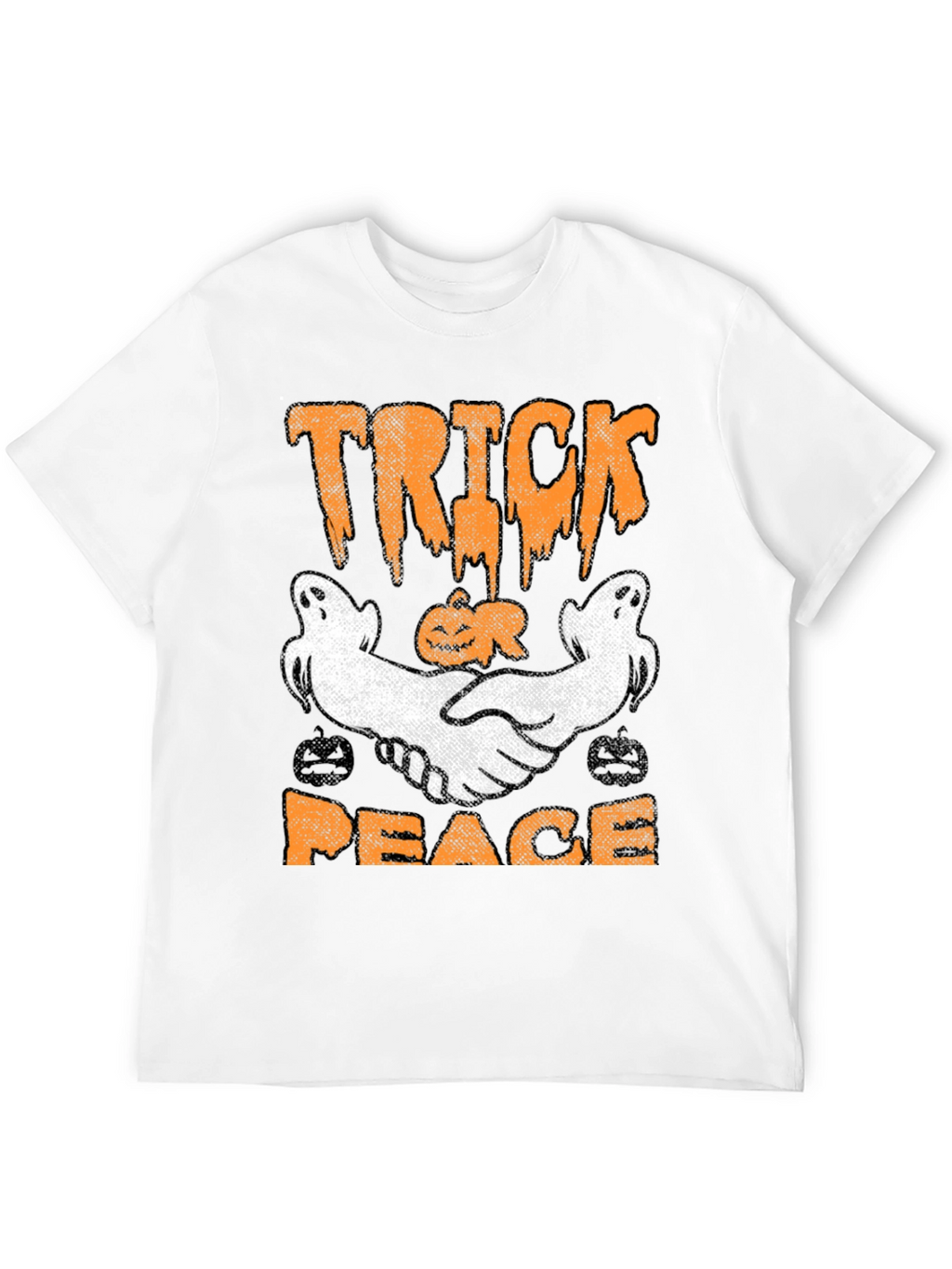 Trick Peace Halloween T-Shirt Ghost Pumpkin Graphic Tee