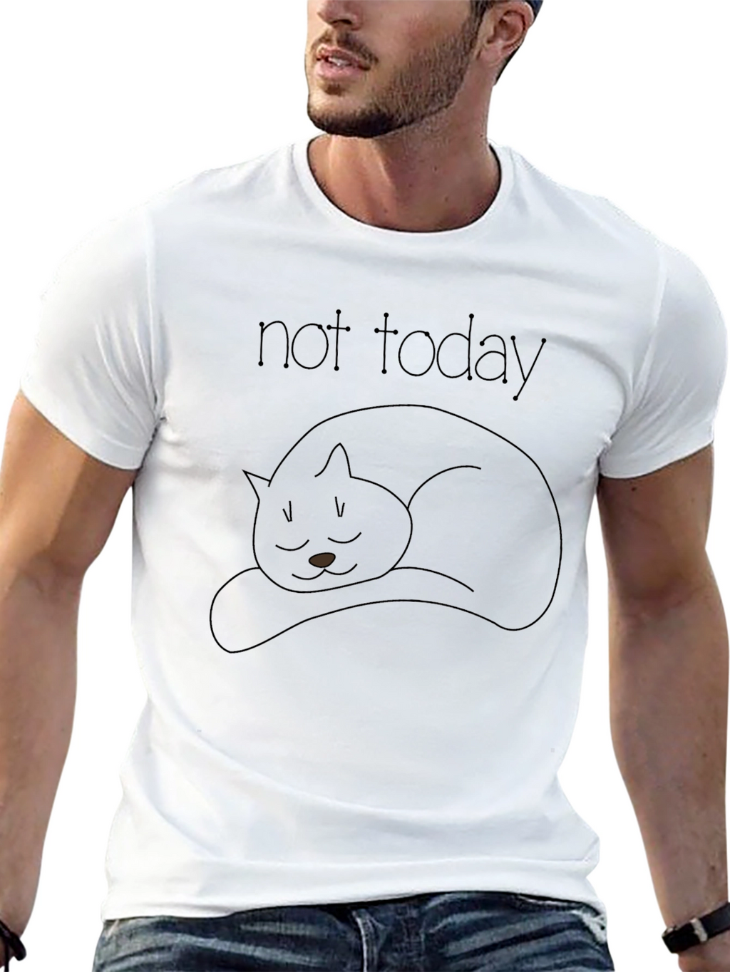 Not Today Black Cat T-Shirt - Unisex Cotton Tee