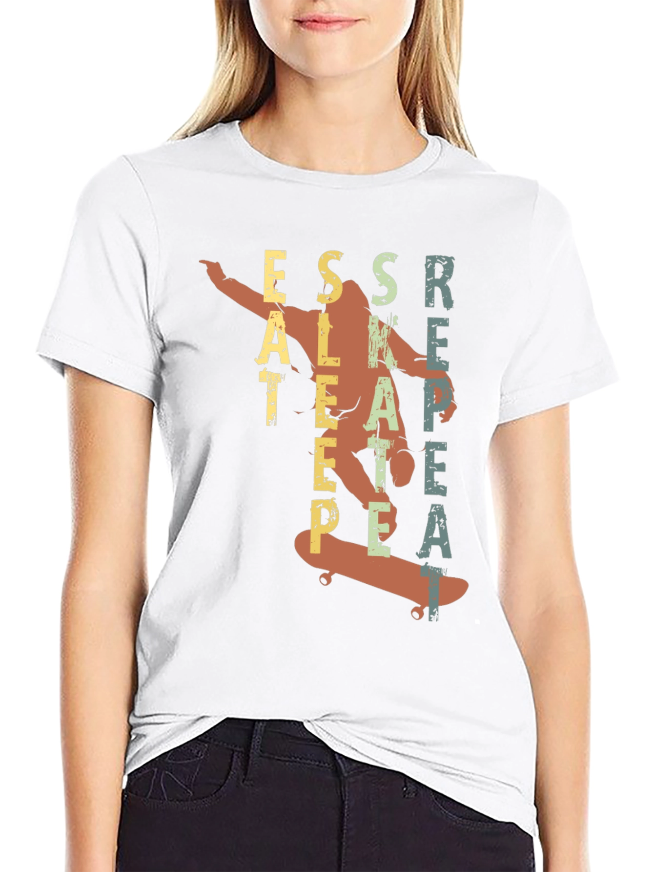 Eat Sleep Skate Repeat Black Graphic Tee