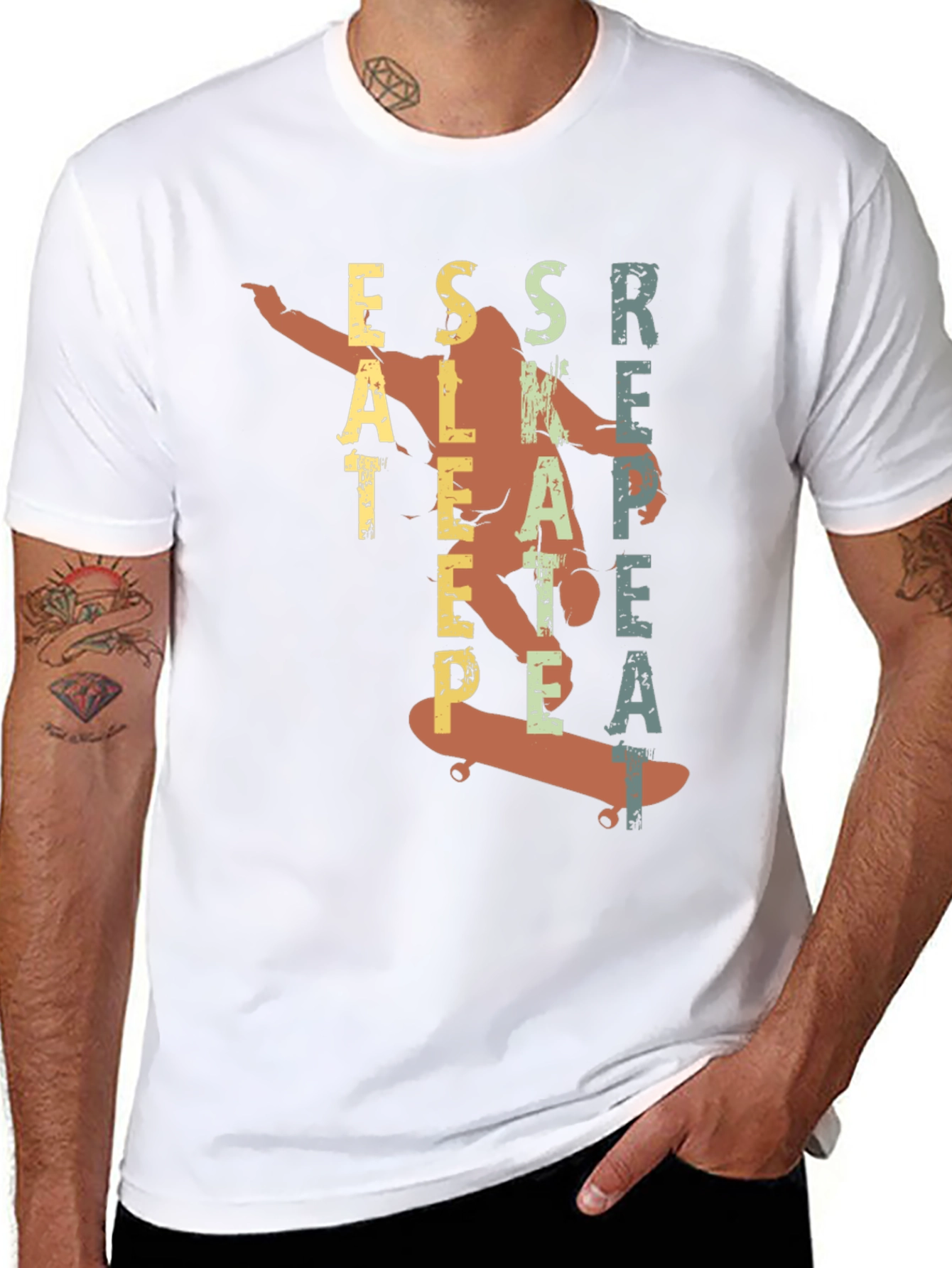 Eat Sleep Skate Repeat Black Graphic Tee