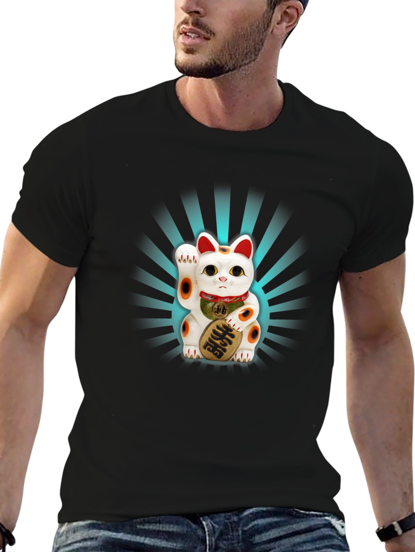 Maneki Neko Graphic Tee - Lucky Cat Design