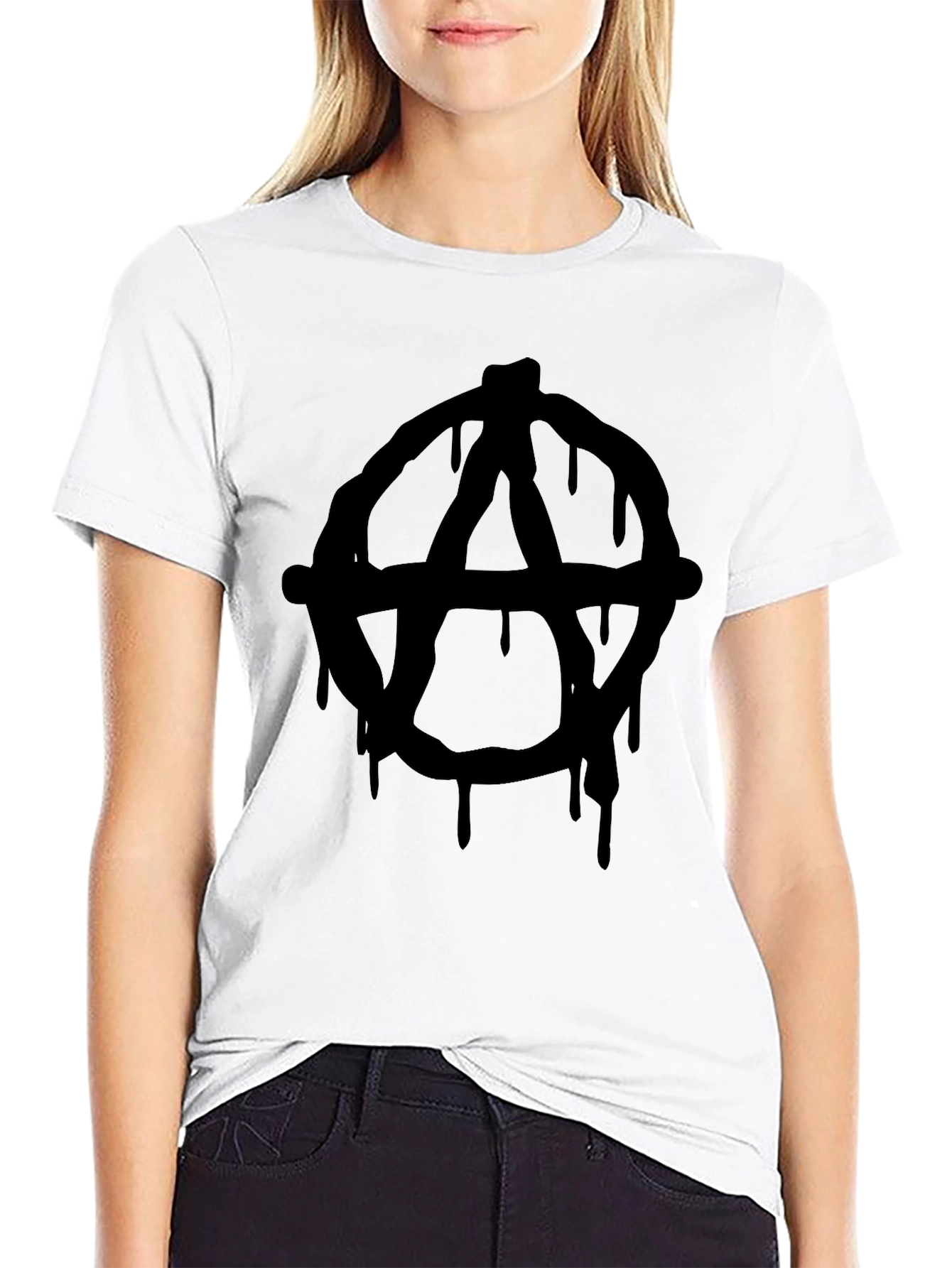 Anarchy Drip Black T-Shirt - Edgy & Bold Design
