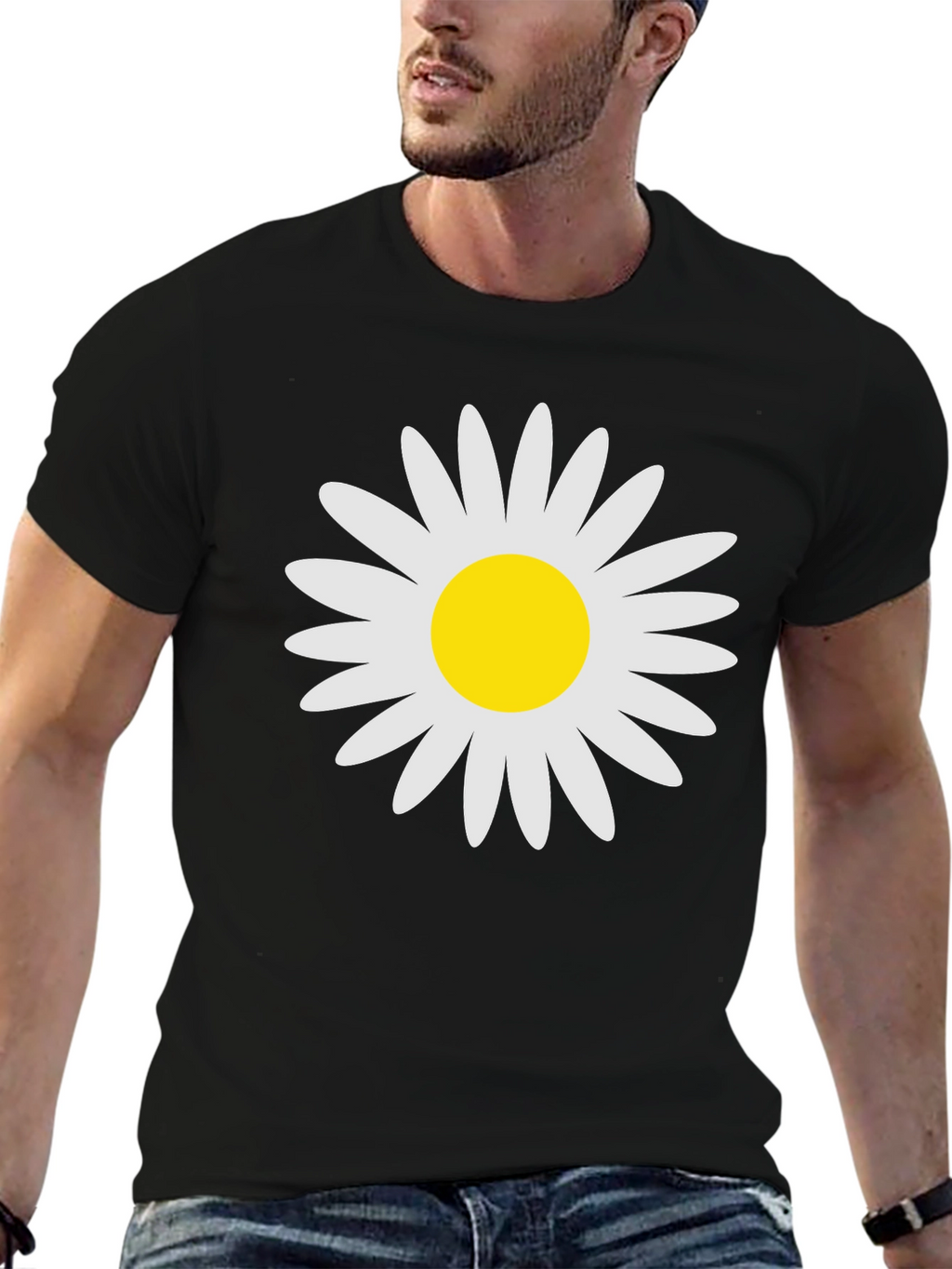Daisy Graphic Print Black T-Shirt