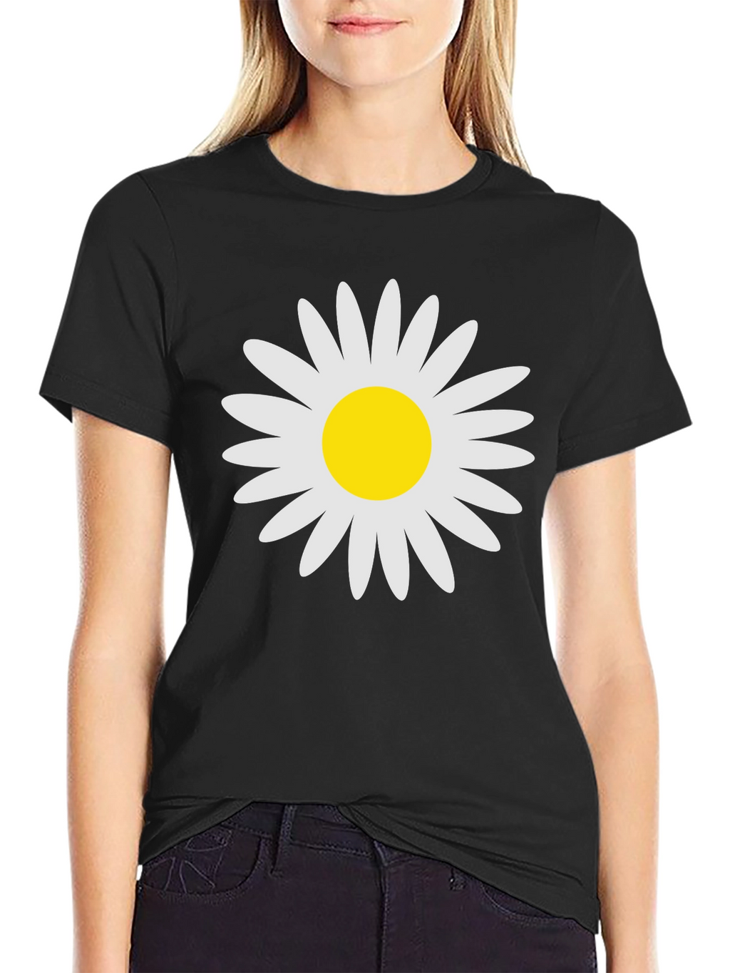 Daisy Graphic Print Black T-Shirt