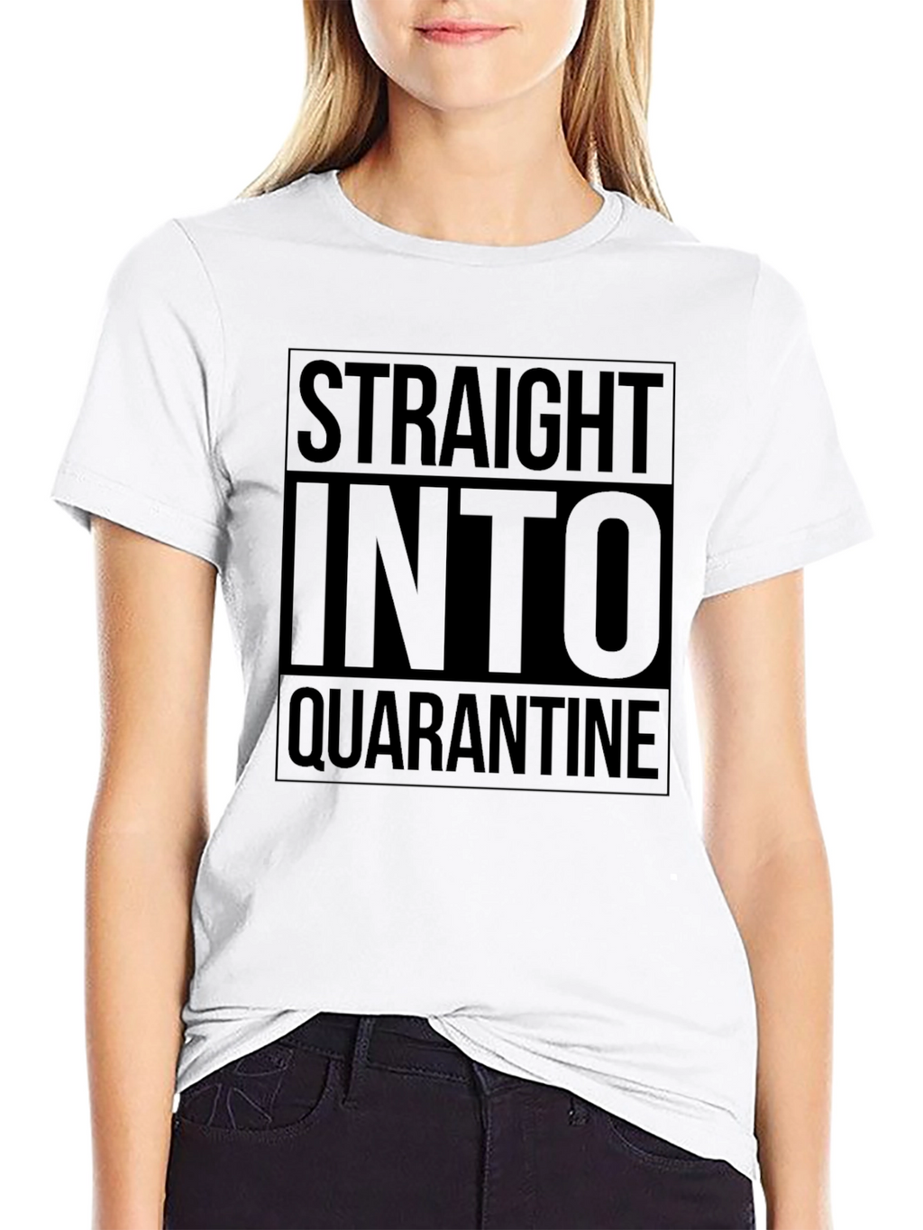 Straight Into Quarantine Black Tee