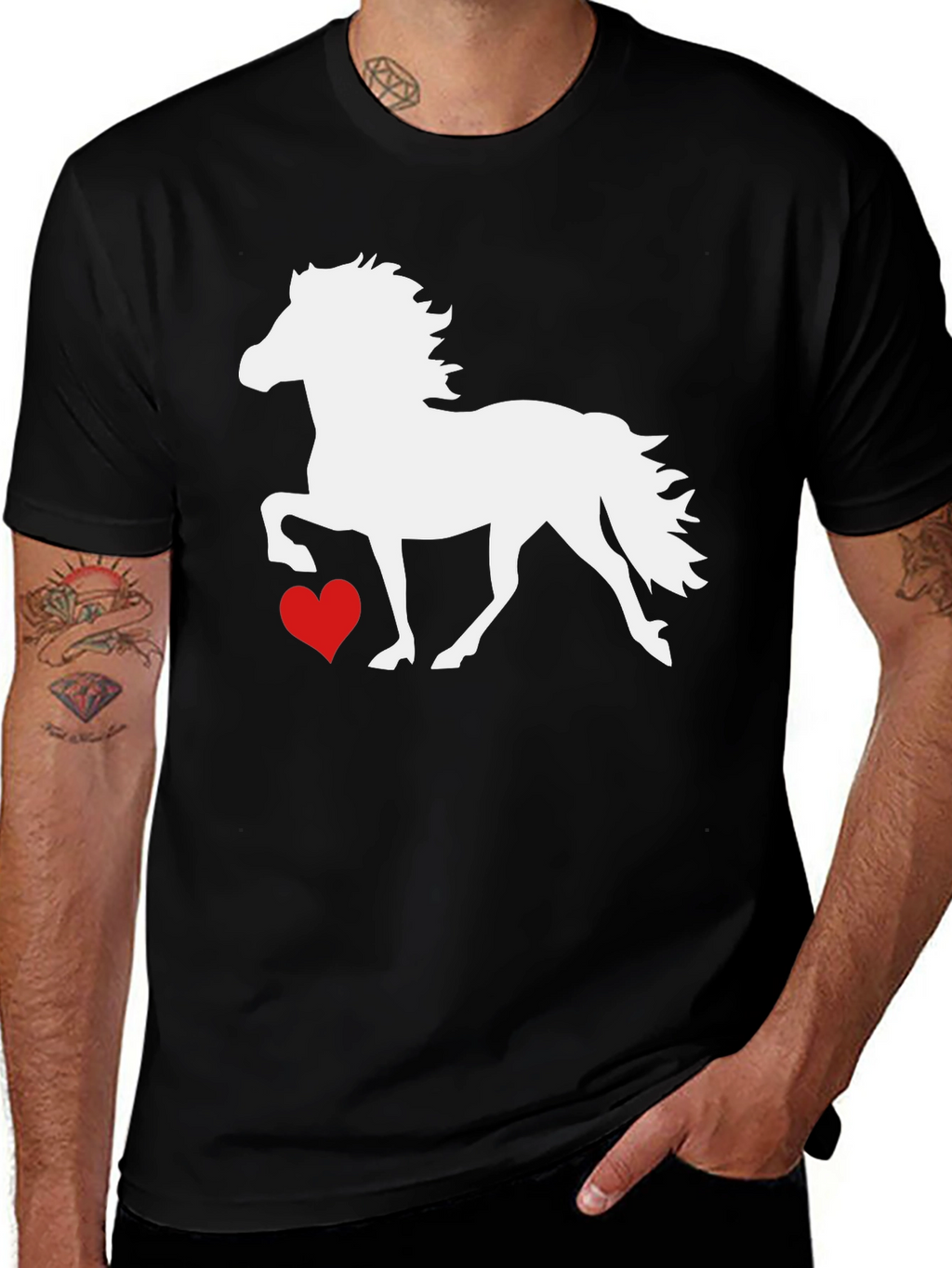 Horse and Heart Graphic T-Shirt