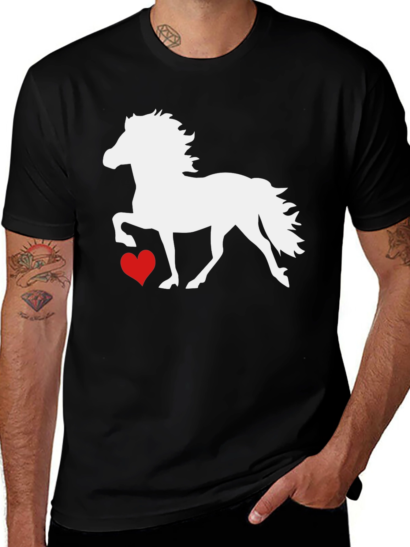 Horse and Heart Graphic T-Shirt