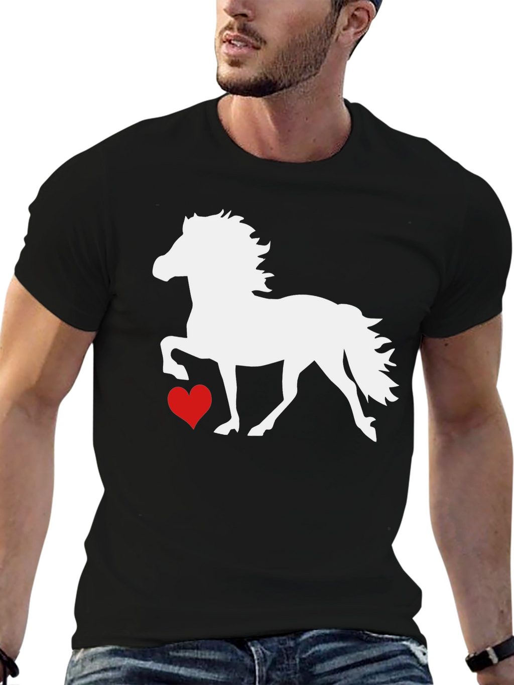 Horse and Heart Graphic T-Shirt