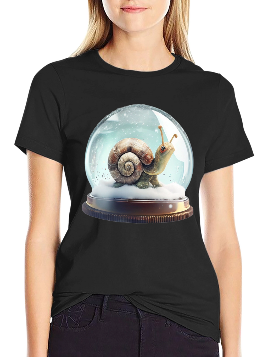 Snail Snow Globe Graphic Tee - Unique Design