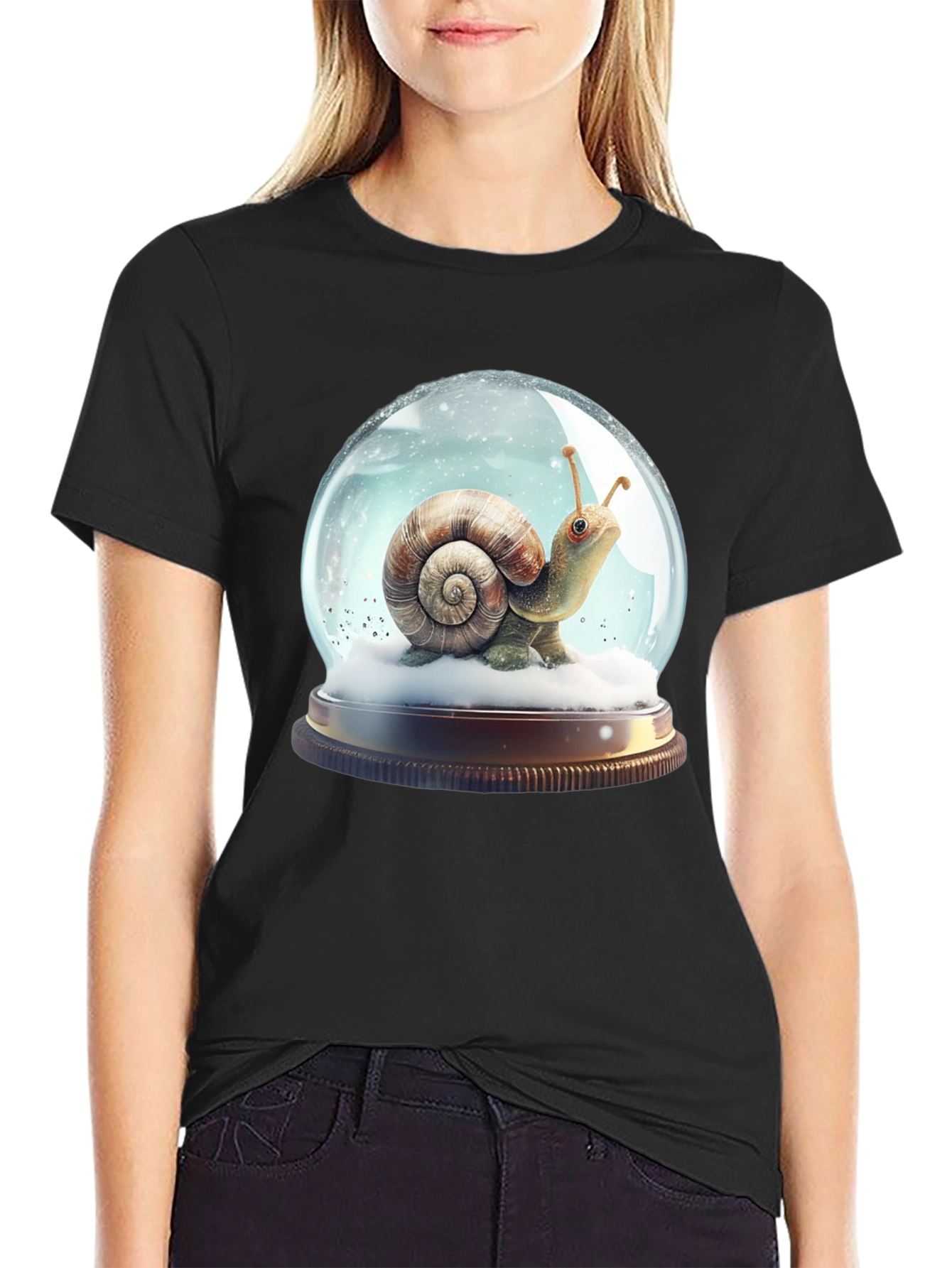 Snail Snow Globe Graphic Tee - Unique Design