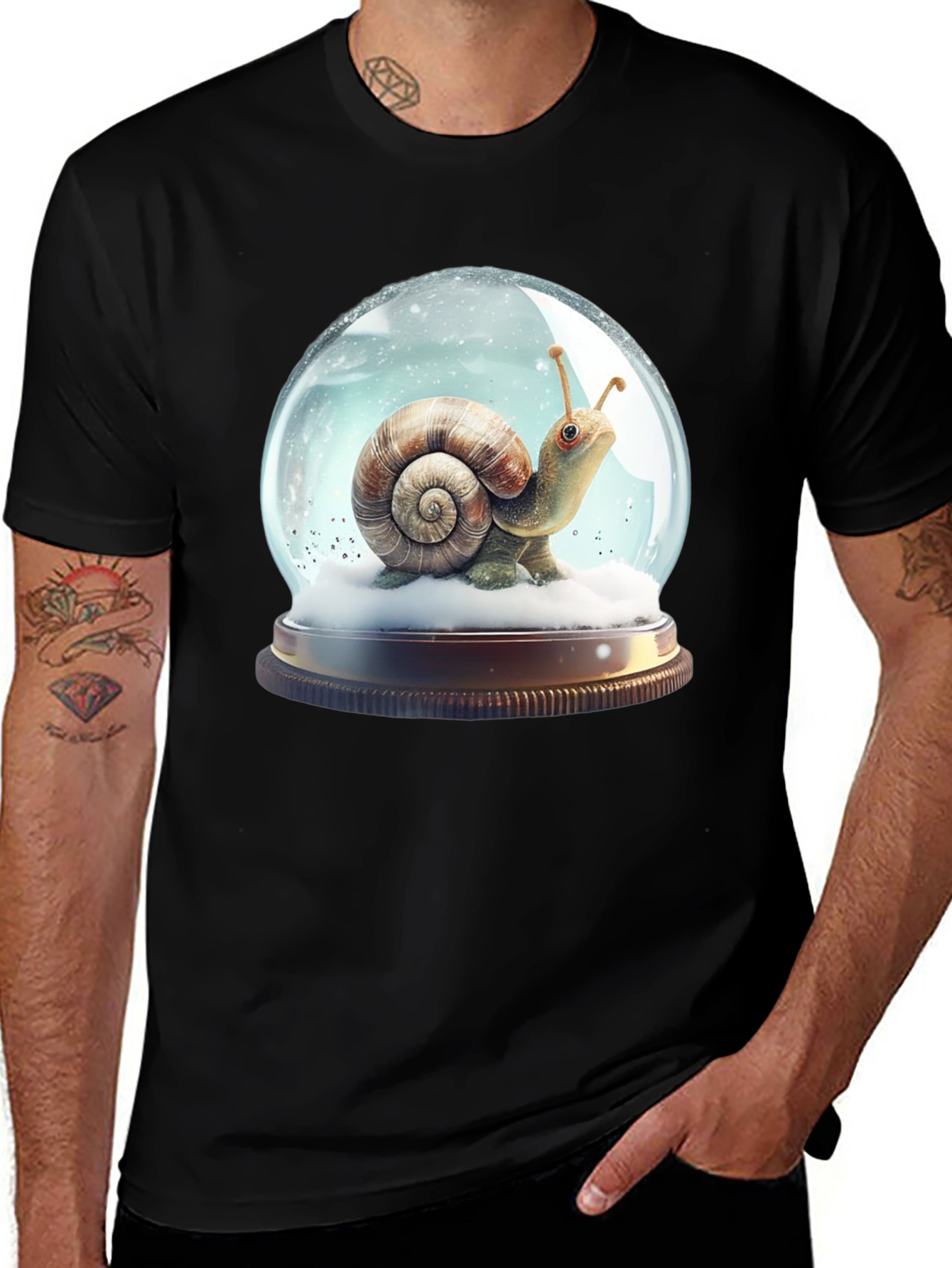 Snail Snow Globe Graphic Tee - Unique Design