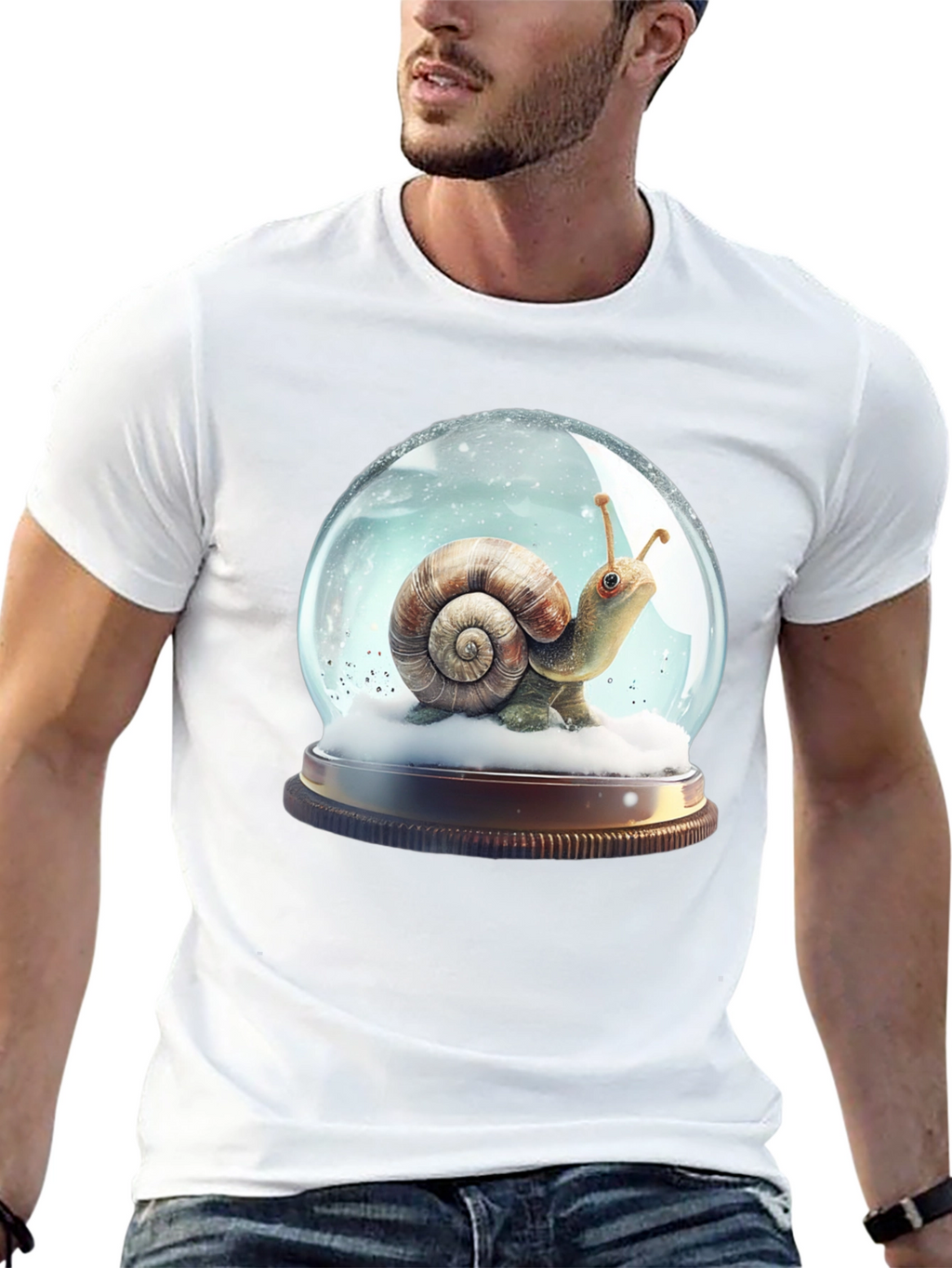 Snail Snow Globe Graphic Tee - Unique Design
