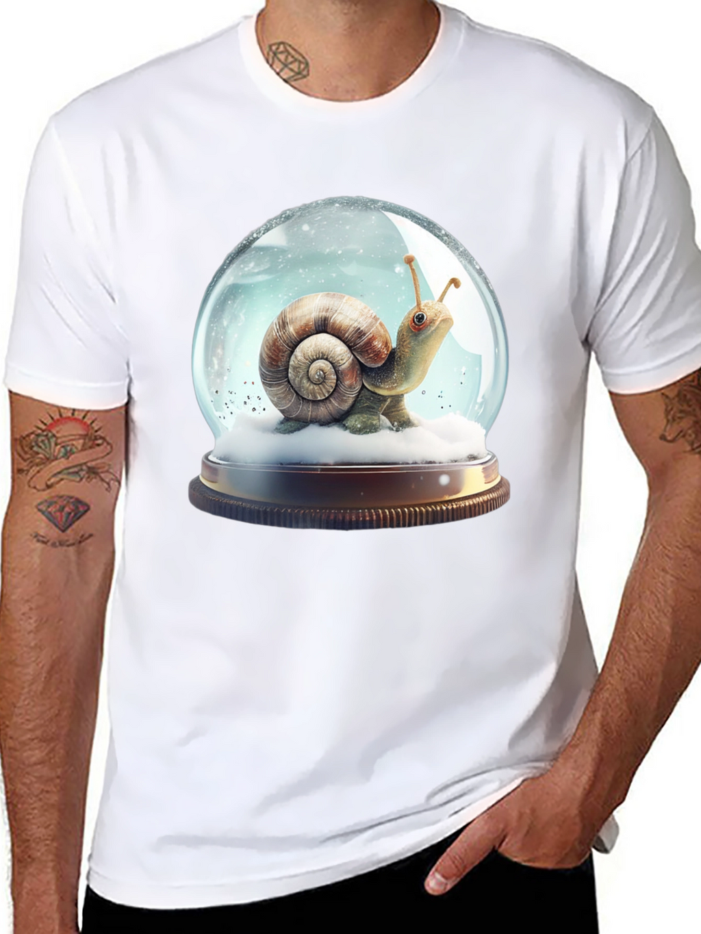 Snail Snow Globe Graphic Tee - Unique Design
