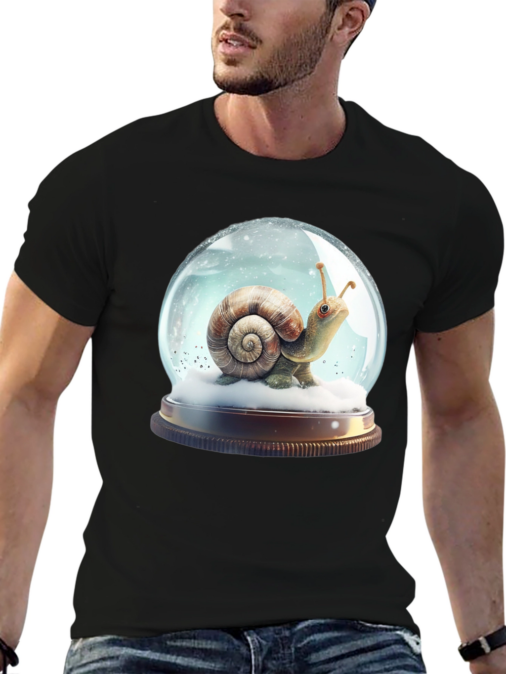 Snail Snow Globe Graphic Tee - Unique Design