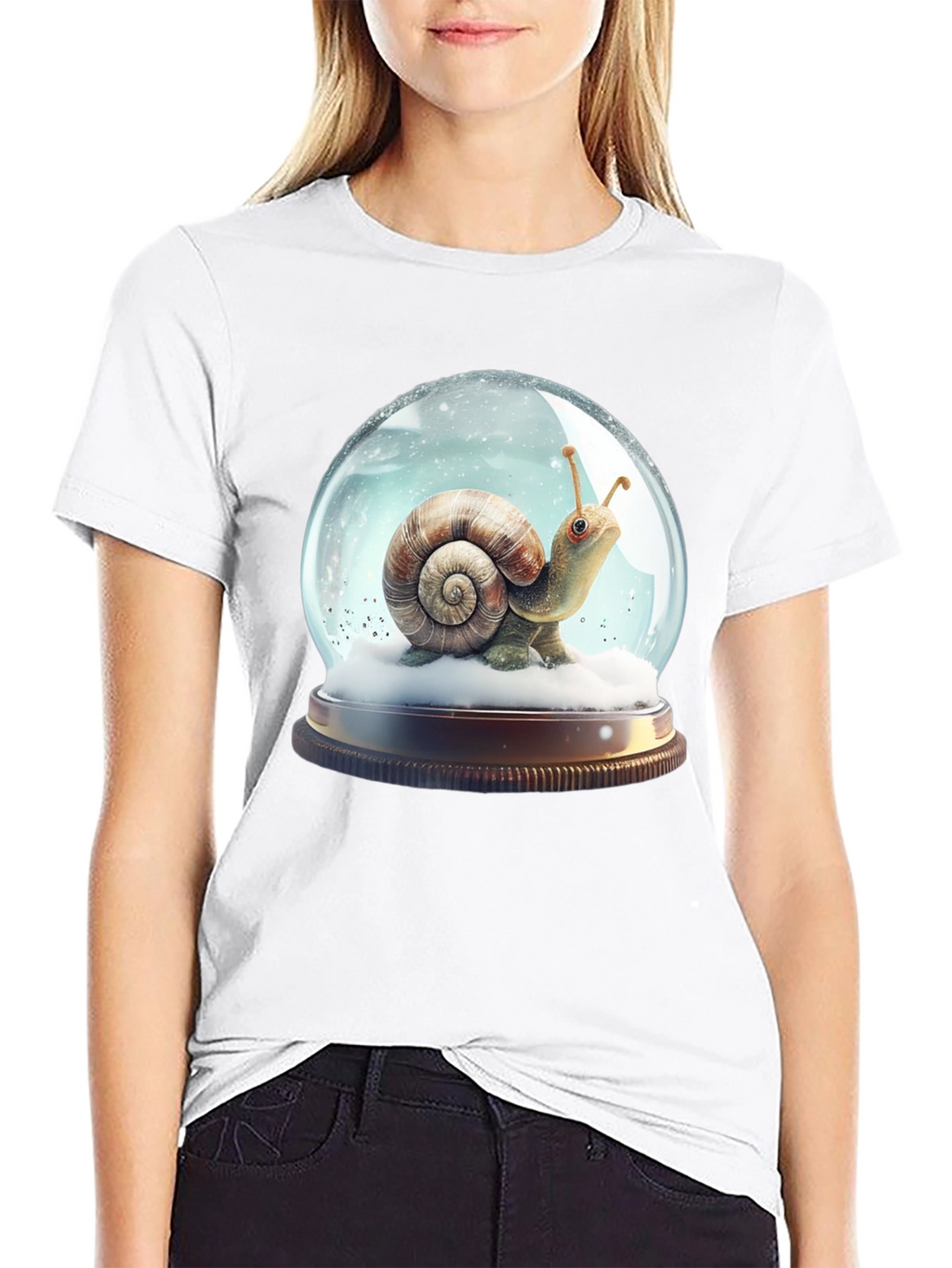Snail Snow Globe Graphic Tee - Unique Design