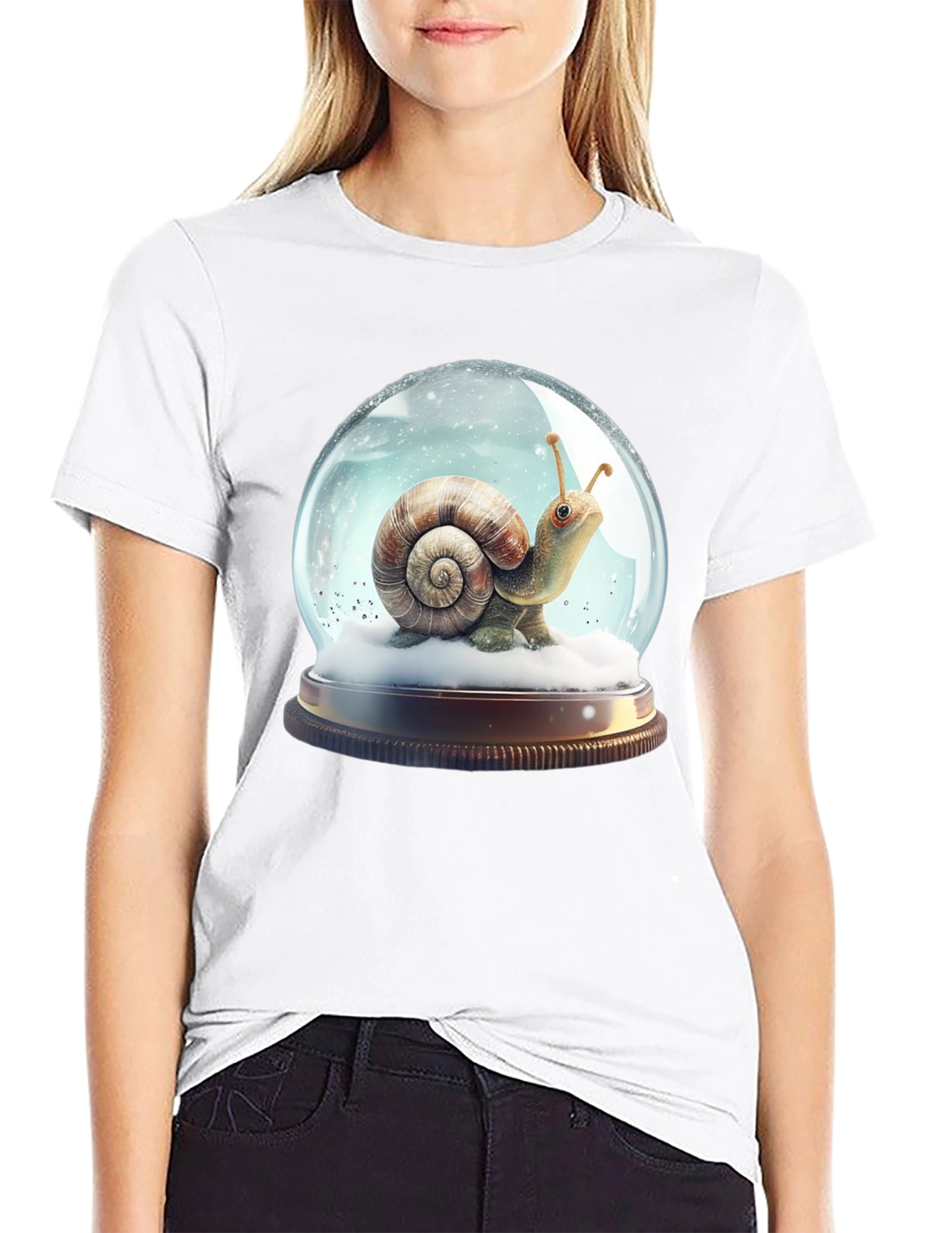 Snail Snow Globe Graphic Tee - Unique Design