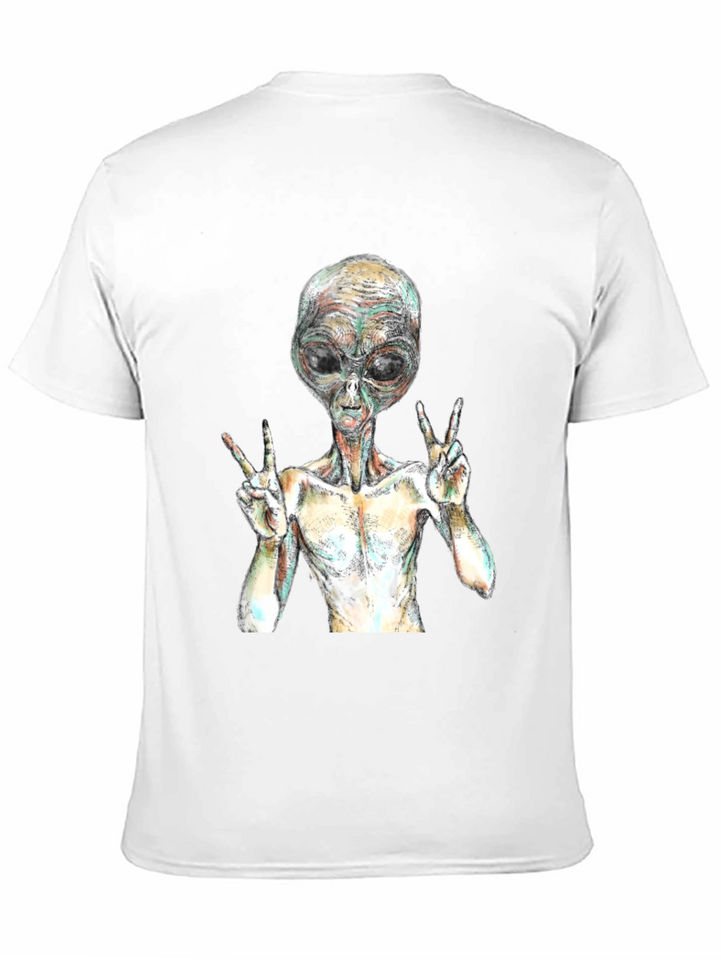 Alien Peace Sign Graphic T-Shirt - Black