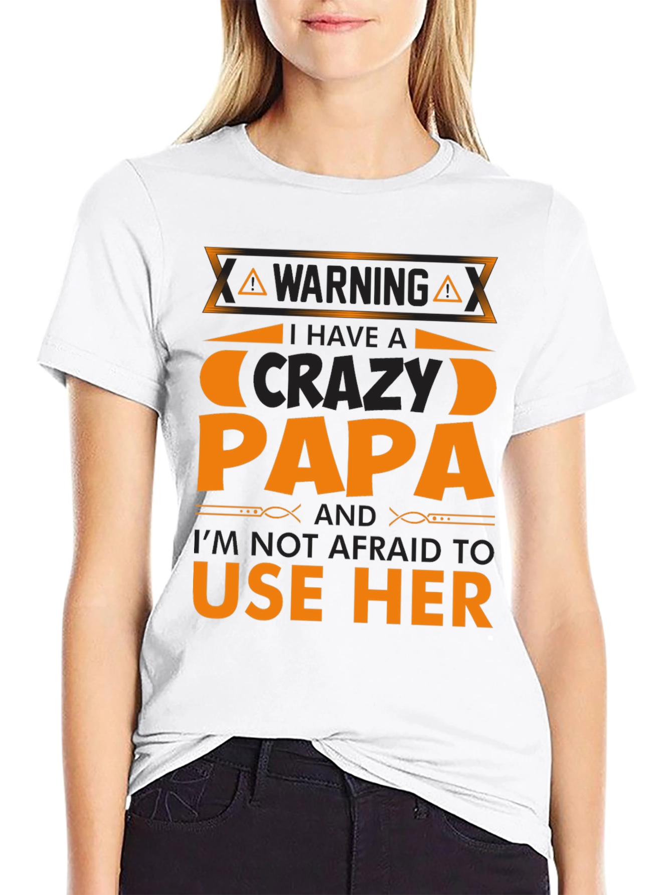 Warning Crazy Papa T-Shirt - Black