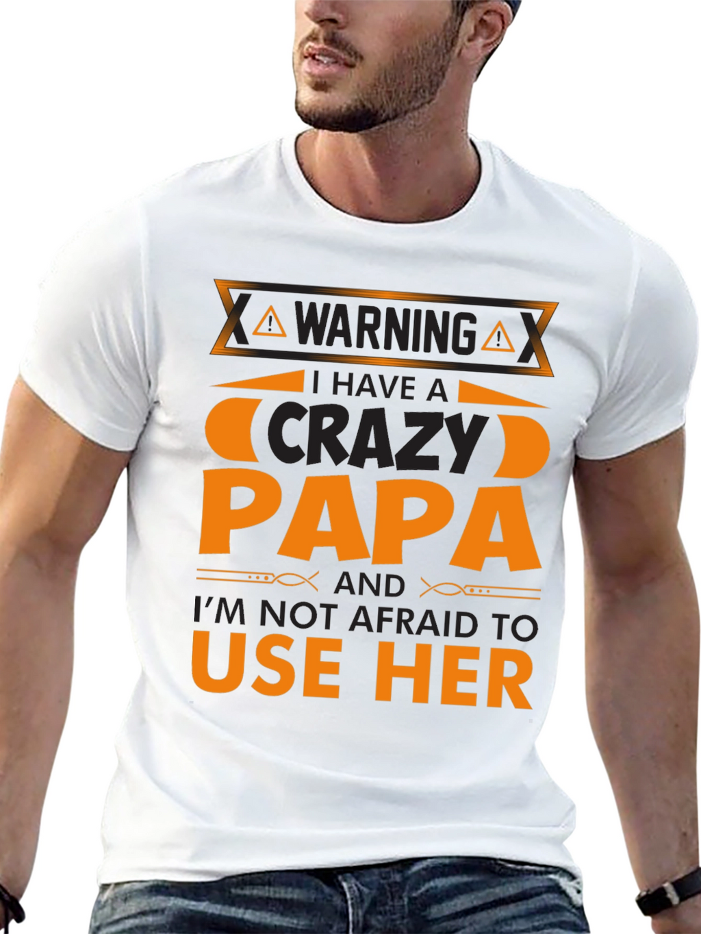 Warning Crazy Papa T-Shirt - Black