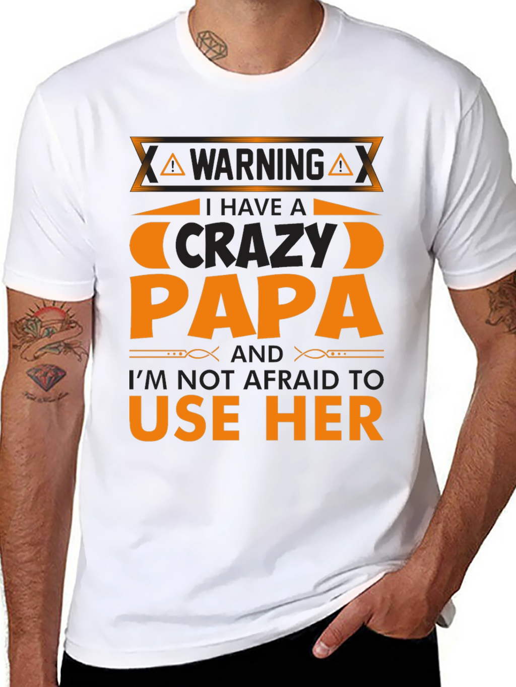 Warning Crazy Papa T-Shirt - Black