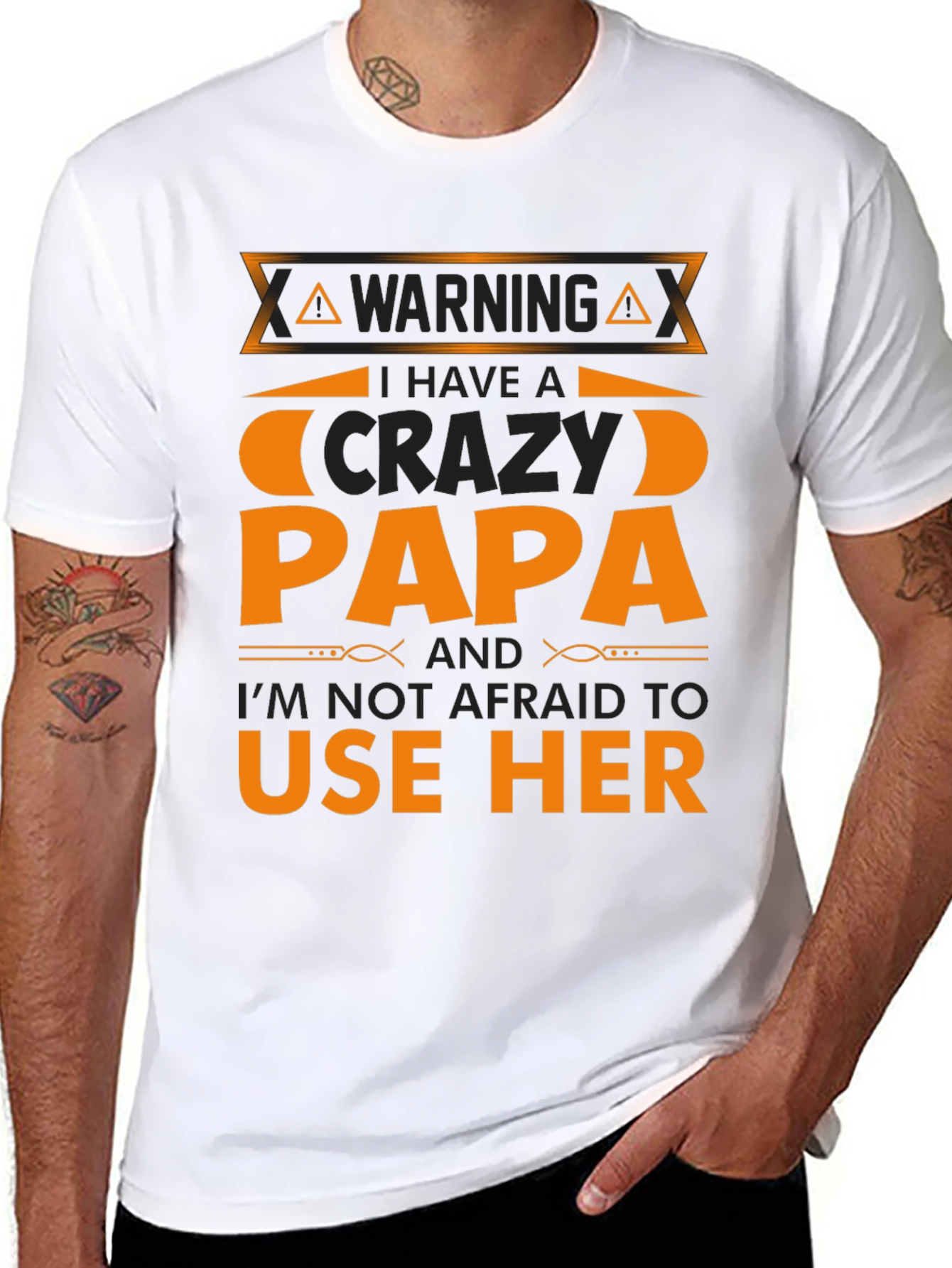 Warning Crazy Papa T-Shirt - Black