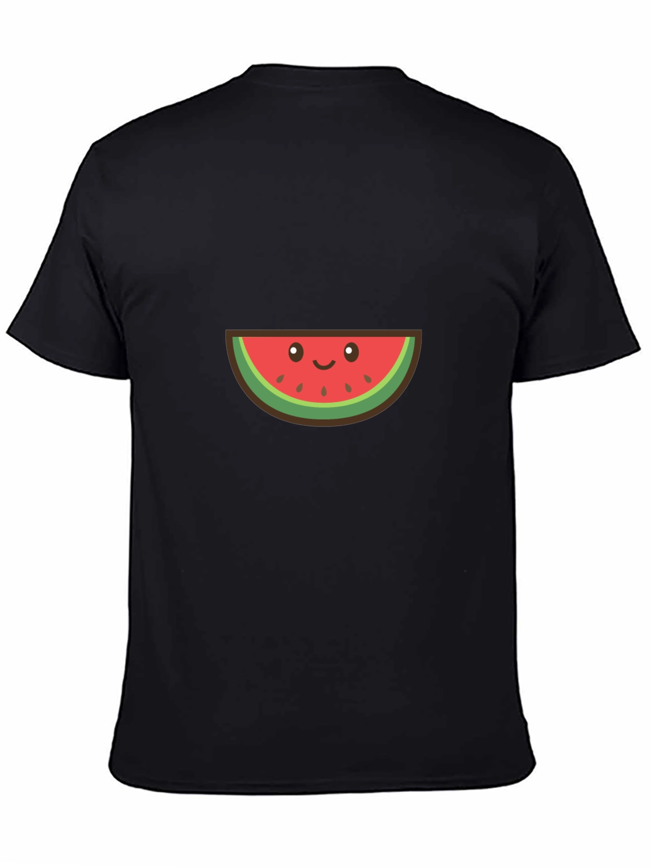 Cute Watermelon Graphic Tee - Black Cotton T-Shirt