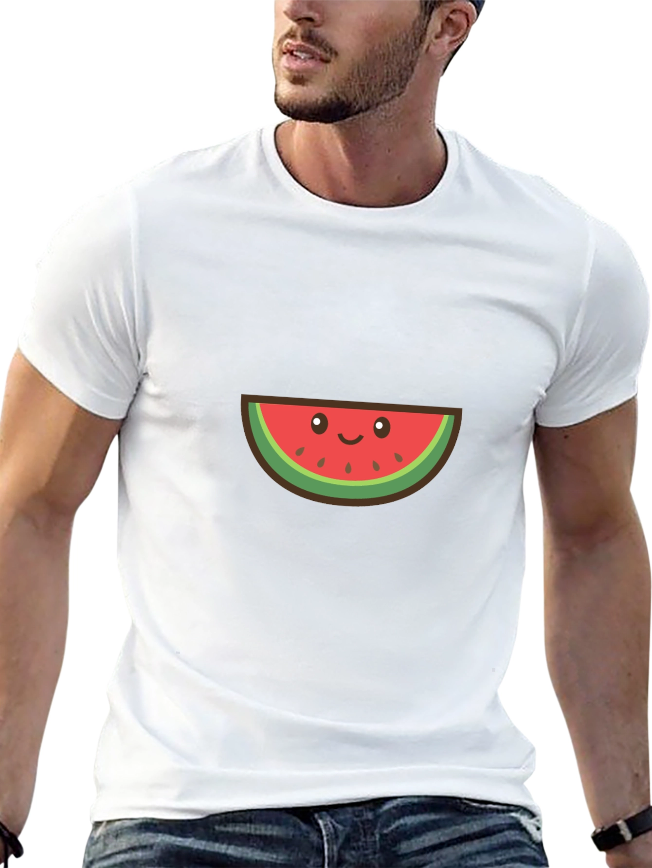 Cute Watermelon Graphic Tee - Black Cotton T-Shirt