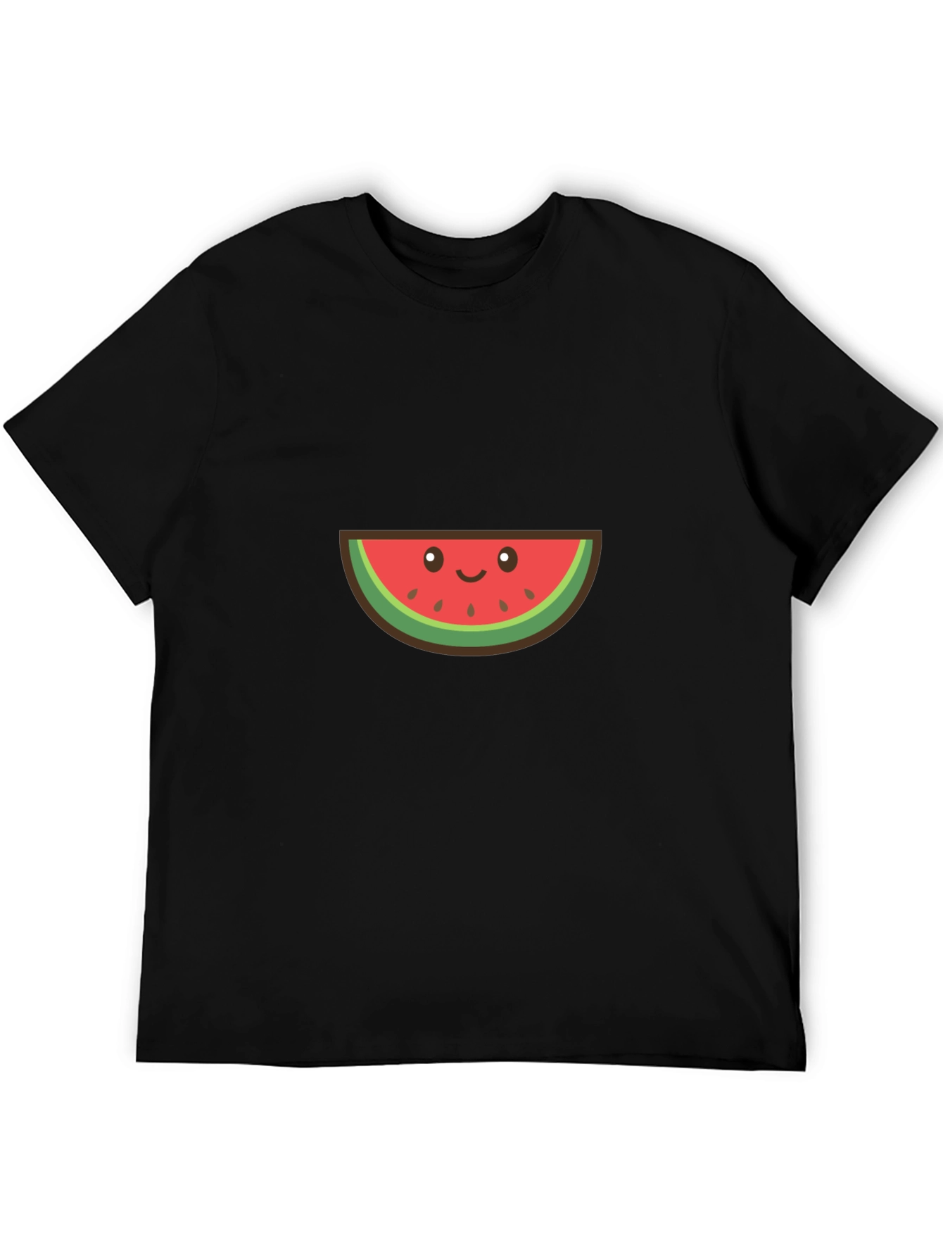 Cute Watermelon Graphic Tee - Black Cotton T-Shirt
