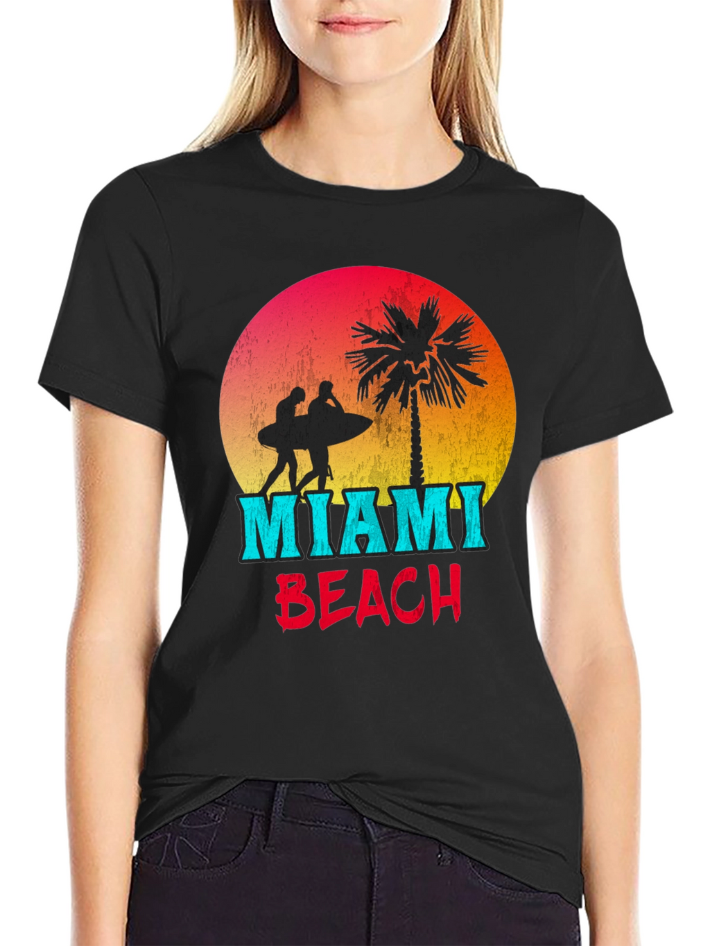 Miami Beach Graphic T-Shirt - Retro Surfer Design