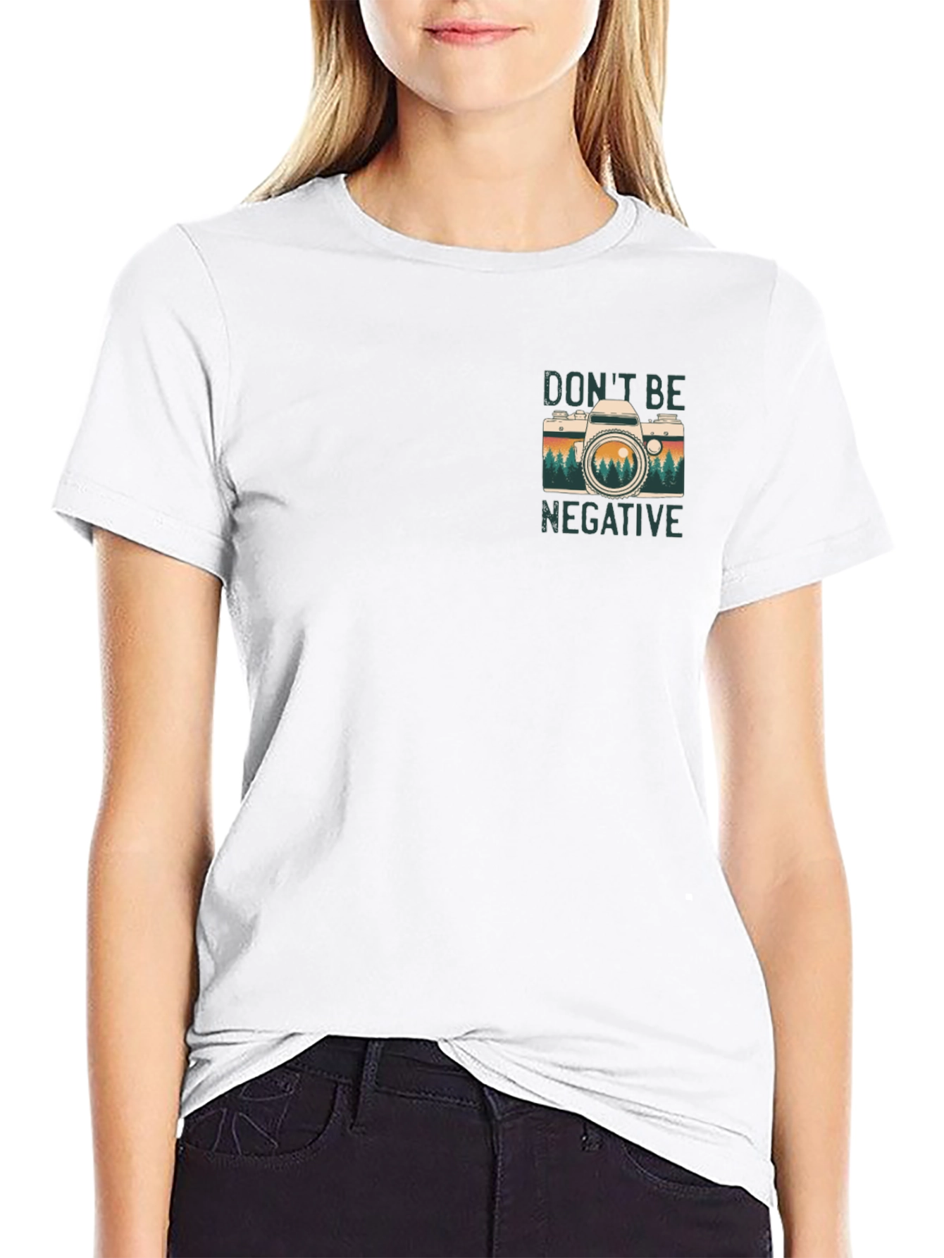 Retro Camera Graphic Tee - Dont Be Negative
