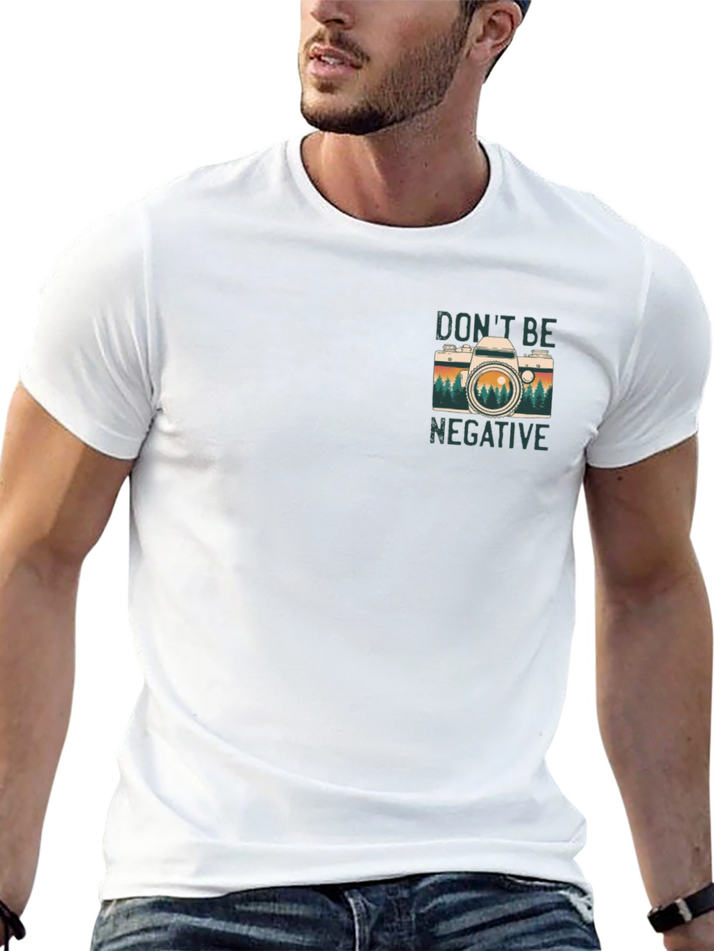 Retro Camera Graphic Tee - Dont Be Negative