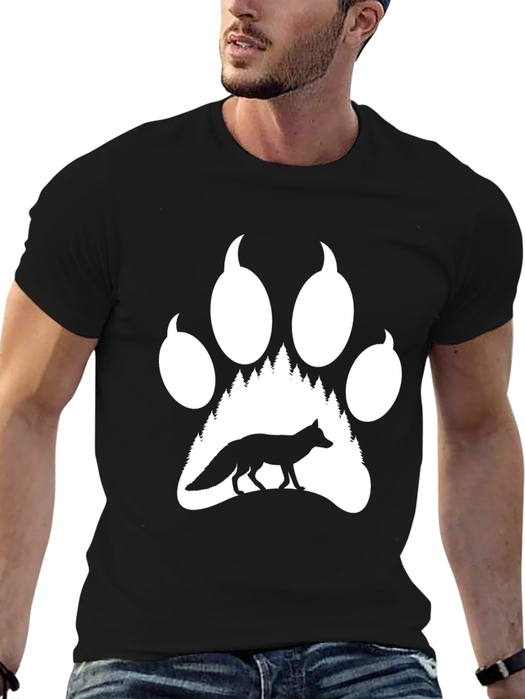 Fox Paw Print T-Shirt - Wildlife Nature Tee