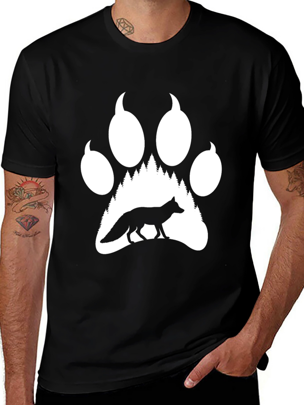 Fox Paw Print T-Shirt - Wildlife Nature Tee