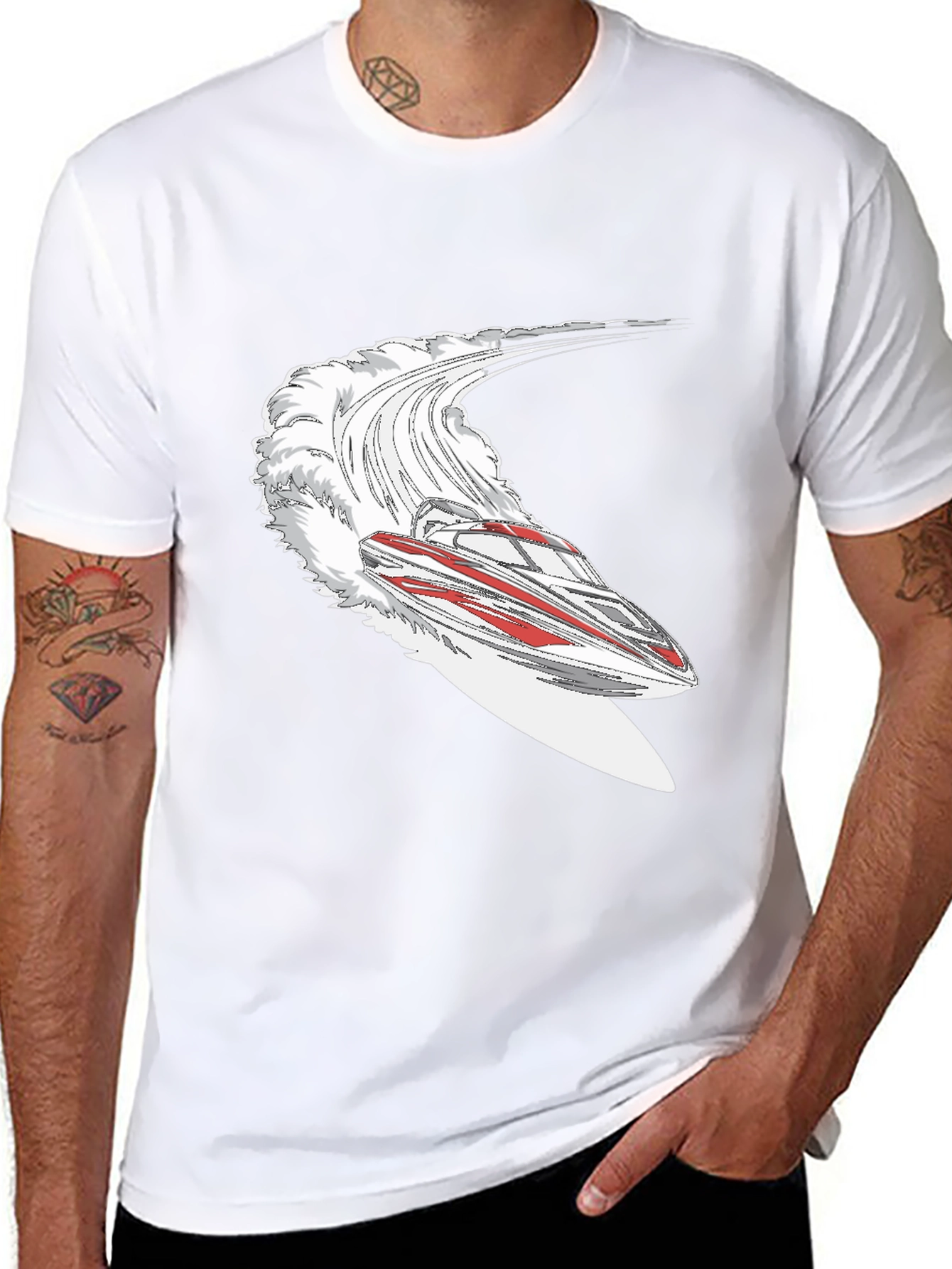 Jet Boat Graphic Tee - Black Cotton Blend