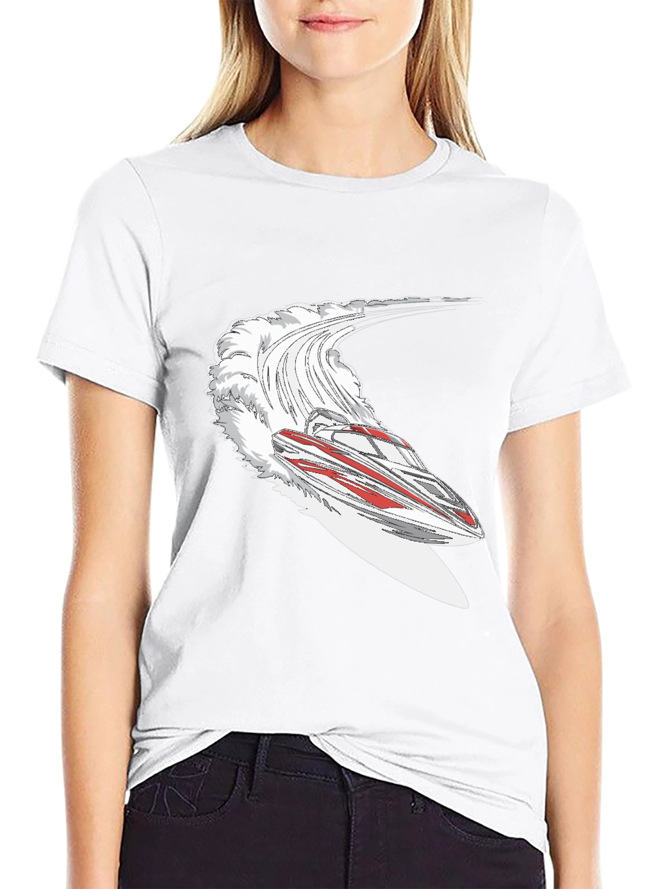 Jet Boat Graphic Tee - Black Cotton Blend