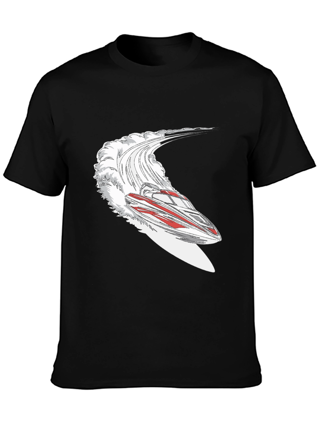 Jet Boat Graphic Tee - Black Cotton Blend
