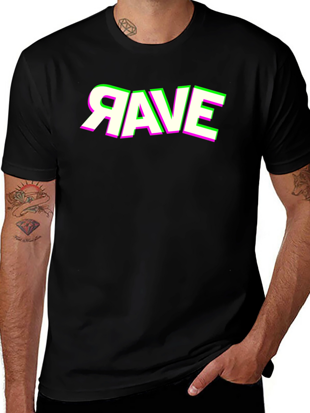 Rave Graphic Tee - Neon Accent Shirt