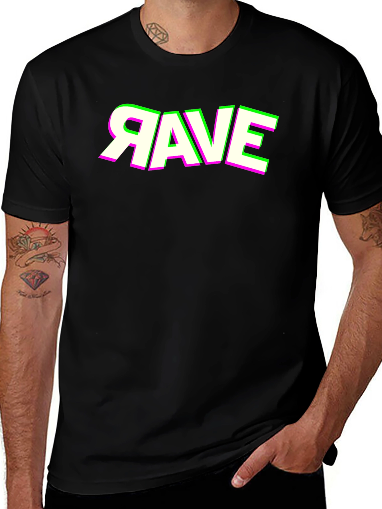 Rave Graphic Tee - Neon Accent Shirt