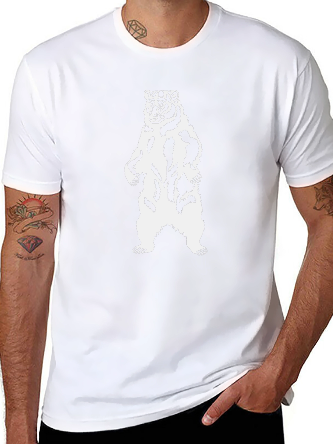 Bear Graphic T-Shirt - Black Animal Design
