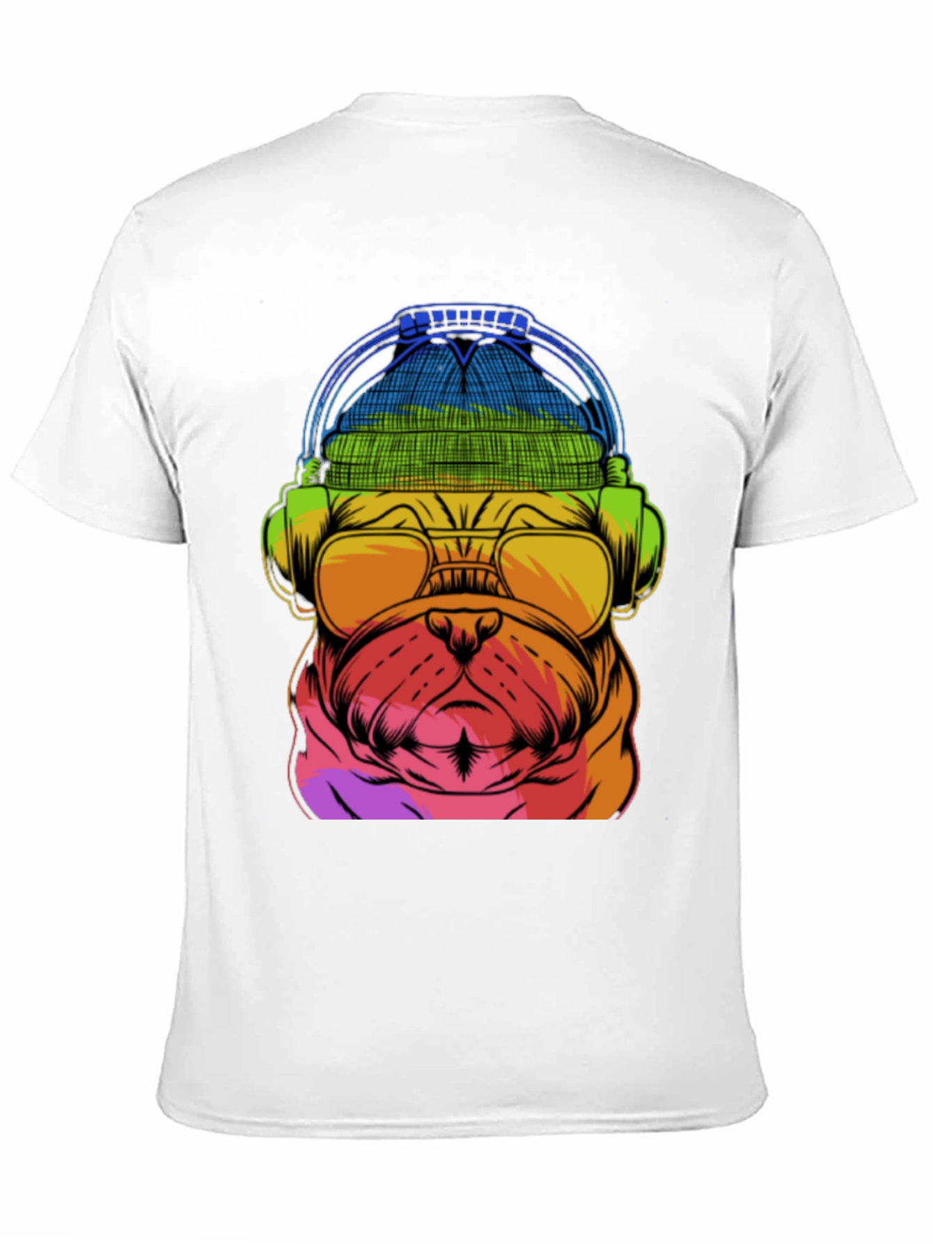 Rainbow Pug DJ T-Shirt - Music Lover Dog Tee