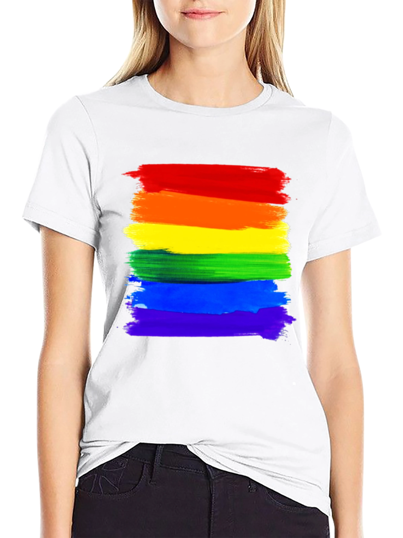 Pride Rainbow Stripe T-Shirt - LGBTQ+ Ally Tee