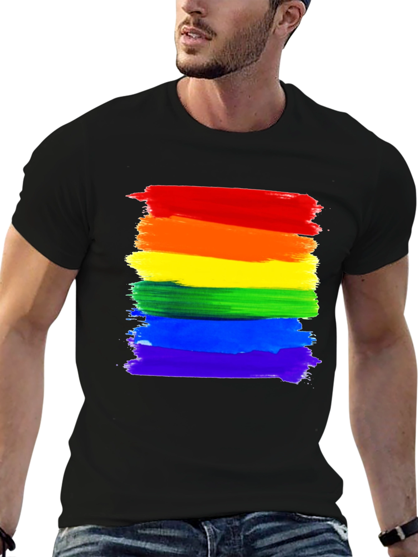 Pride Rainbow Stripe T-Shirt - LGBTQ+ Ally Tee