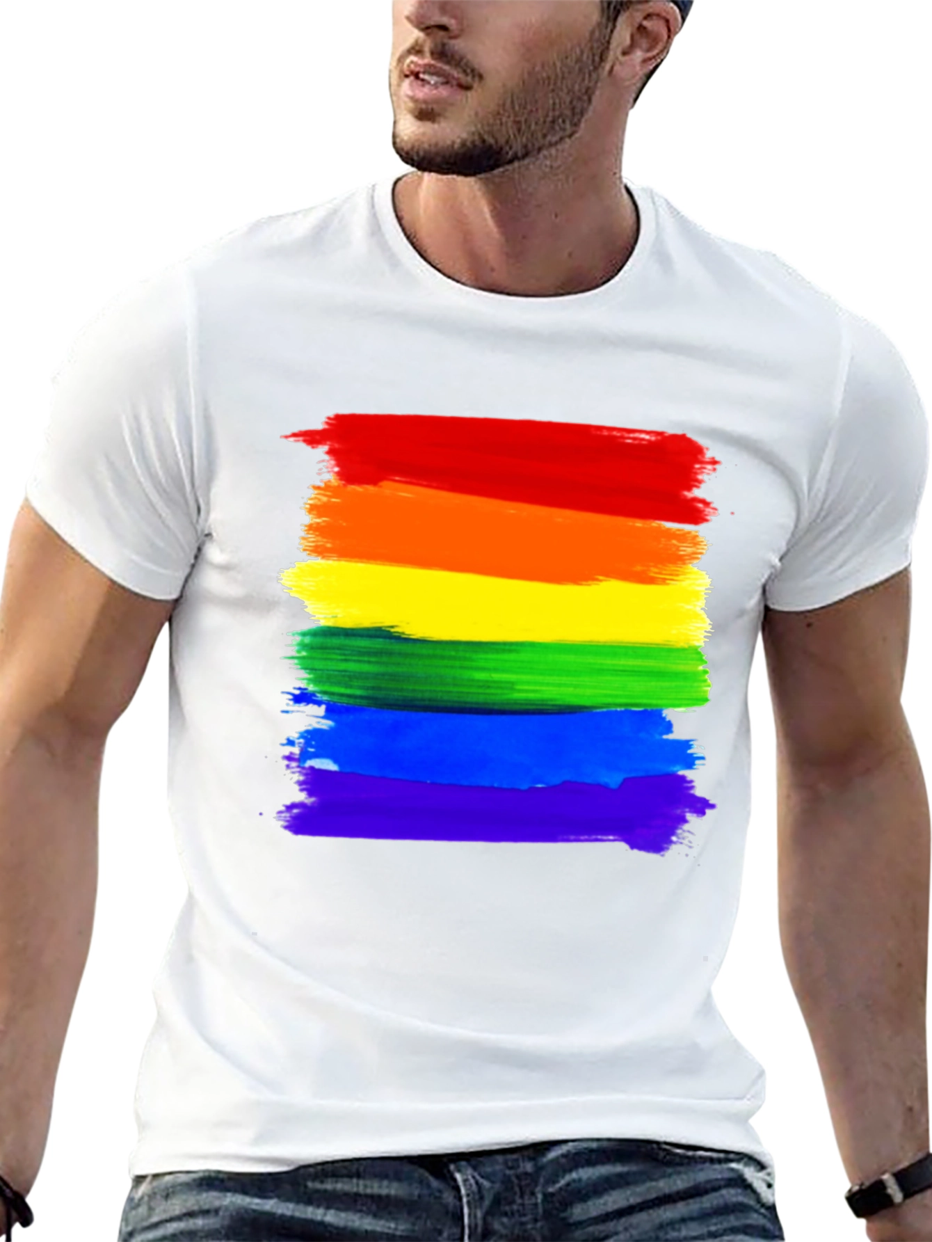 Pride Rainbow Stripe T-Shirt - LGBTQ+ Ally Tee