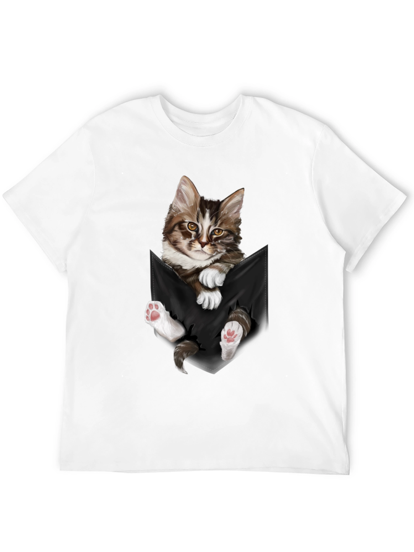 Cat Pocket T-Shirt - Novelty Animal Tee