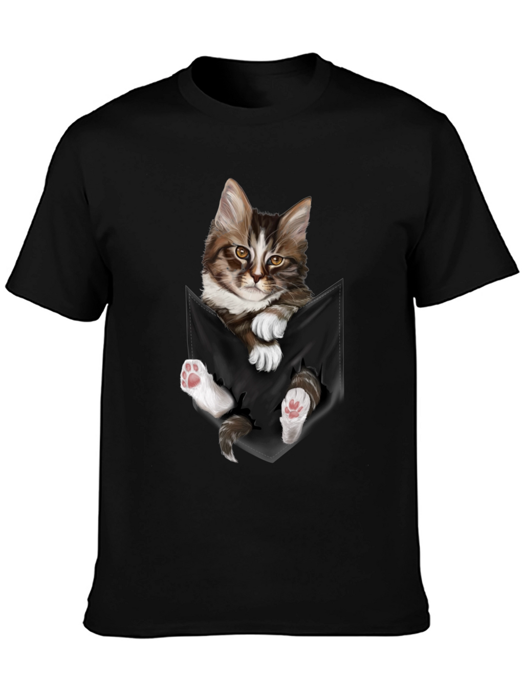 Cat Pocket T-Shirt - Novelty Animal Tee