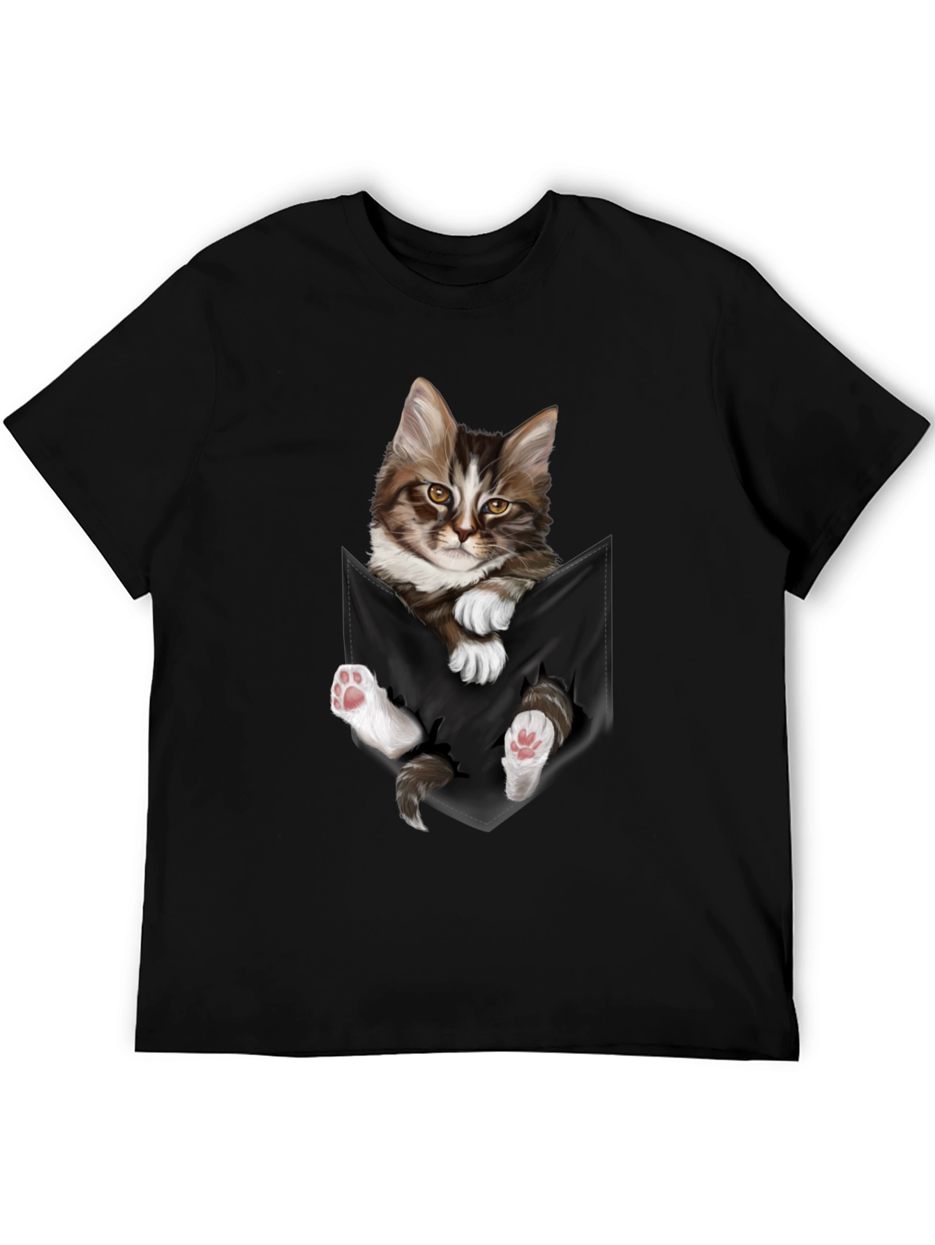 Cat Pocket T-Shirt - Novelty Animal Tee