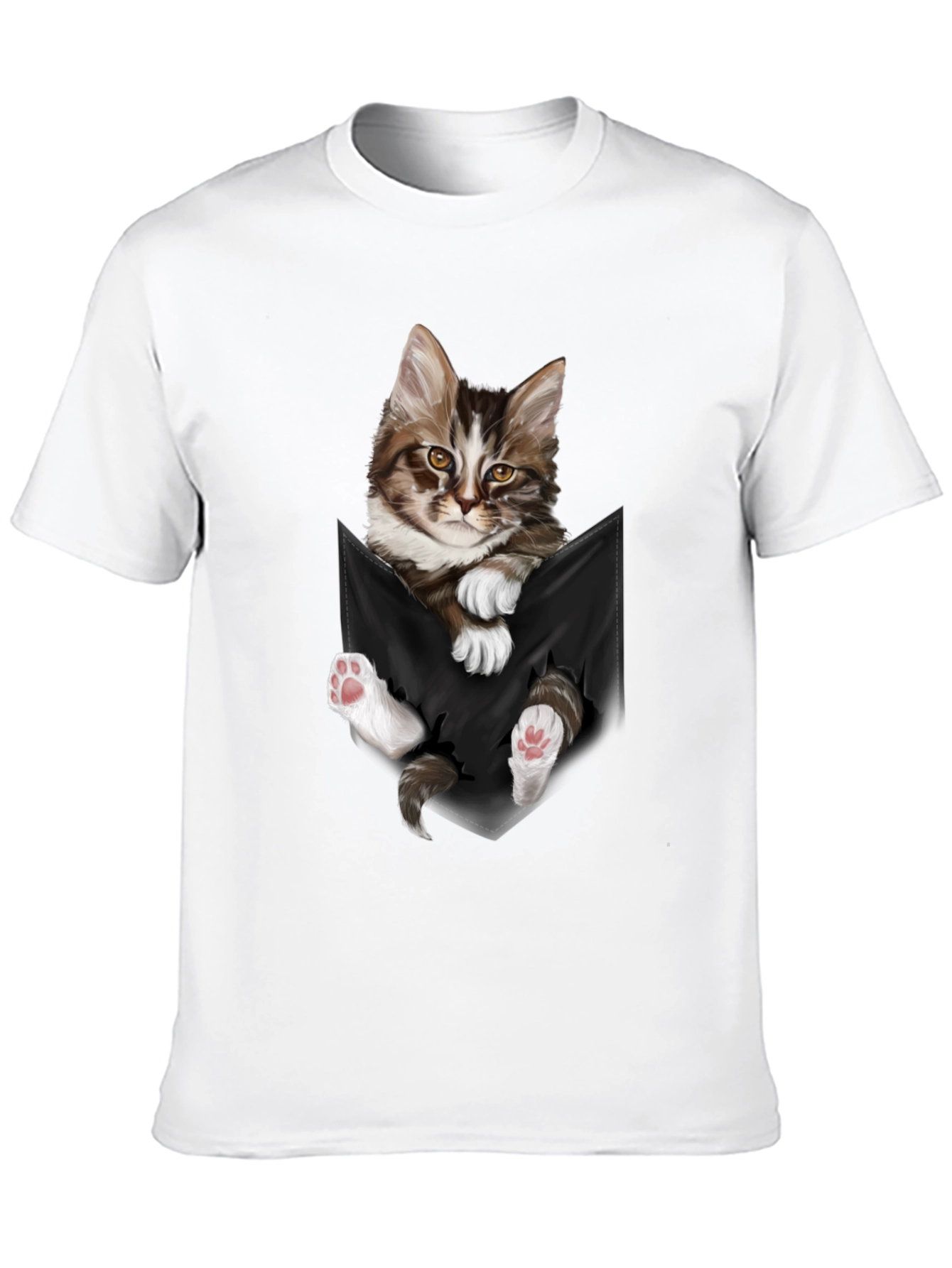 Cat Pocket T-Shirt - Novelty Animal Tee