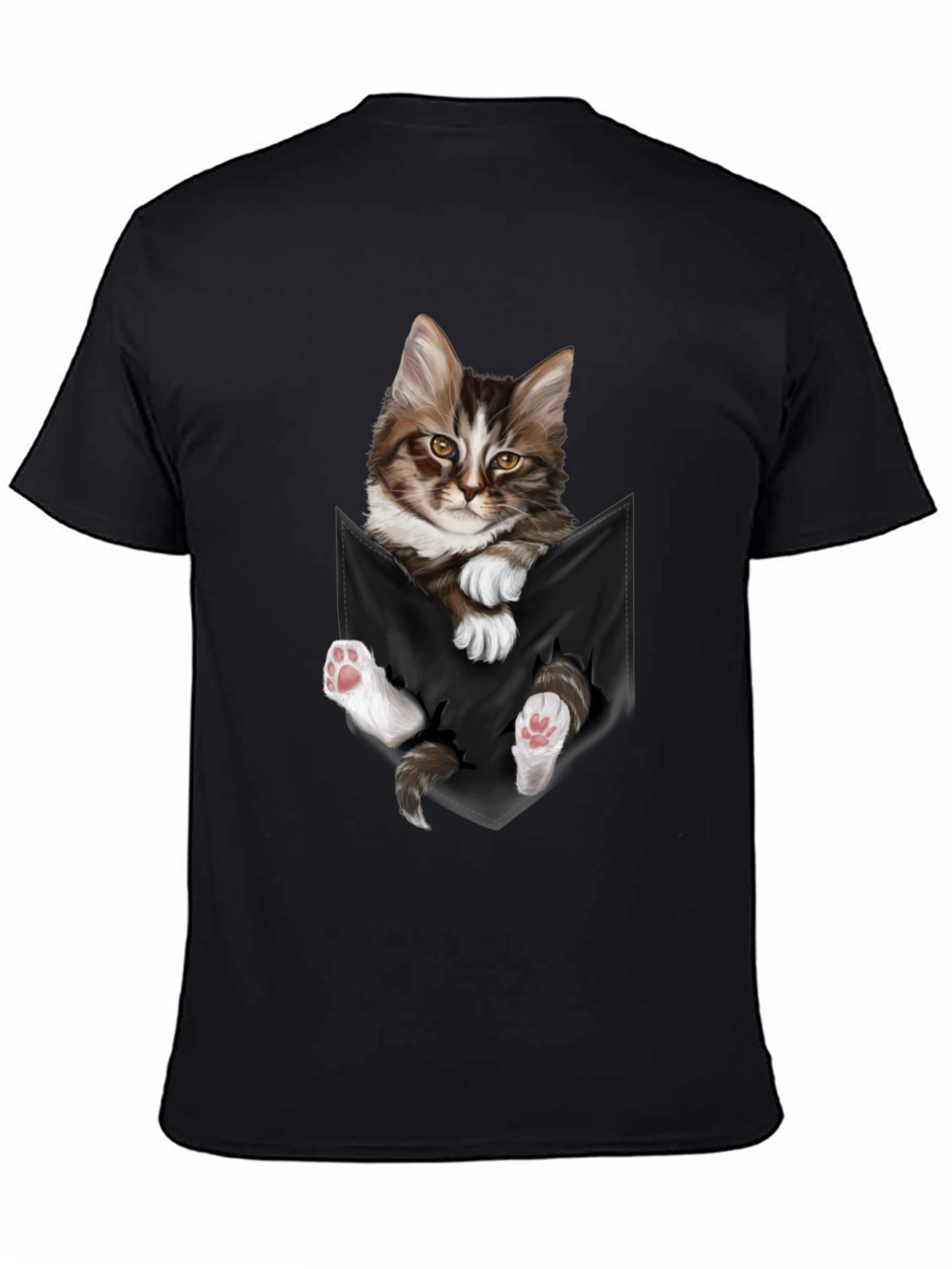 Cat Pocket T-Shirt - Novelty Animal Tee